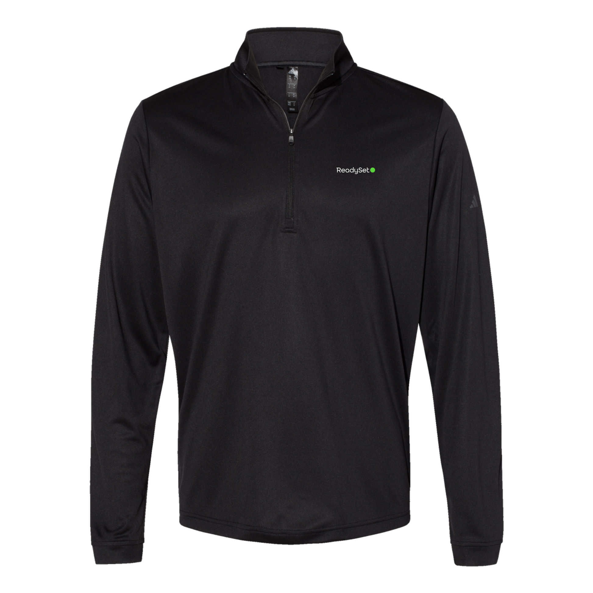 readysetsurgical-adidas-quarter-zip-embroidery-leftchest-A401-black-flat-front