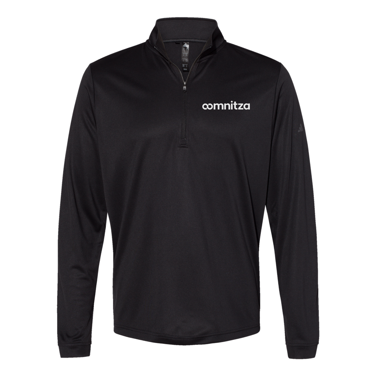 oomnitza-adidas-quarter-zip-embroidery-leftchest-A401-black-flat-front