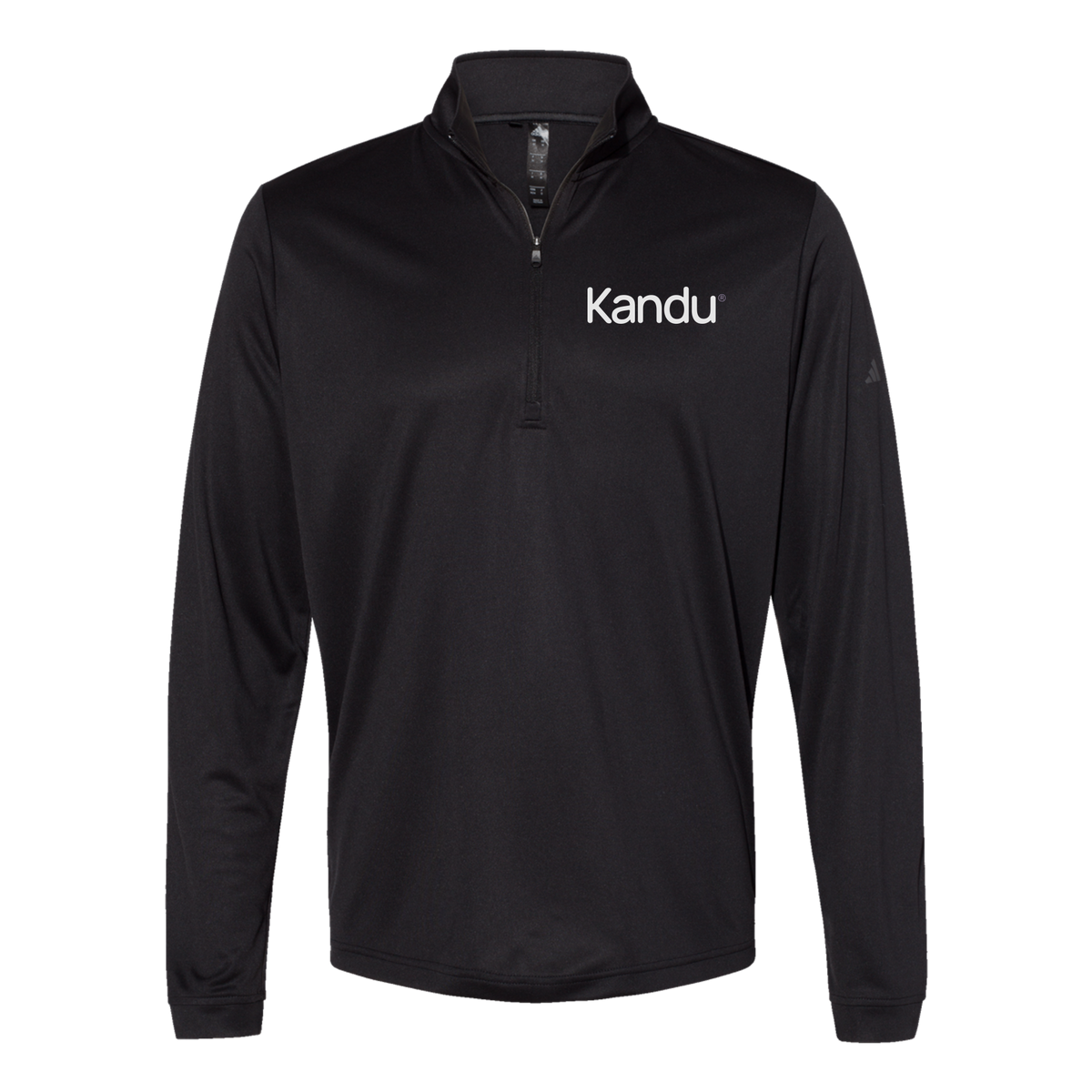 kandu-adidas-quarter-zip-embroidery-leftchest-A401-black-flat-front