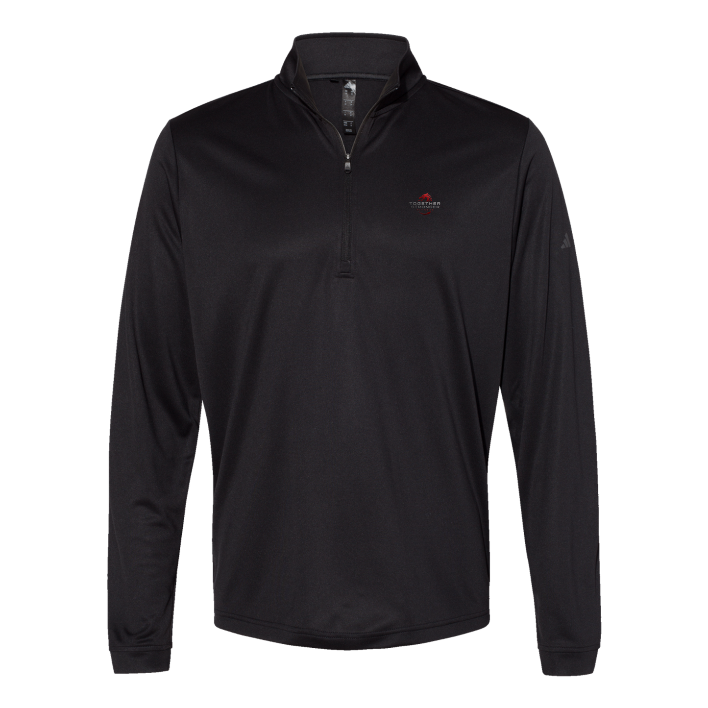 togetherstrongerfitness-adidas-quarter-zip-embroidery-leftchest-A401-black-flat-front