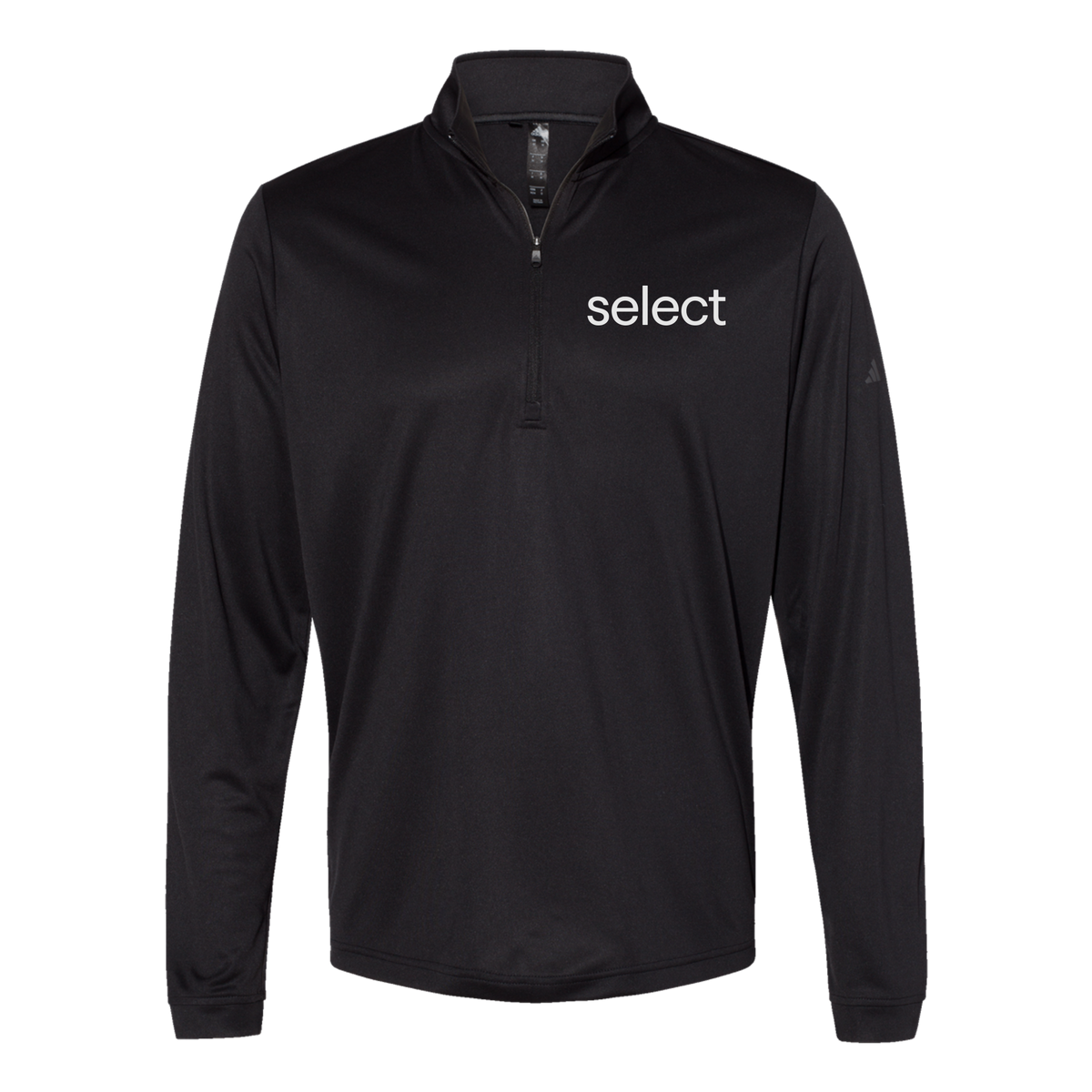 meetselect-adidas-quarter-zip-embroidery-leftchest-A401-black-flat-front