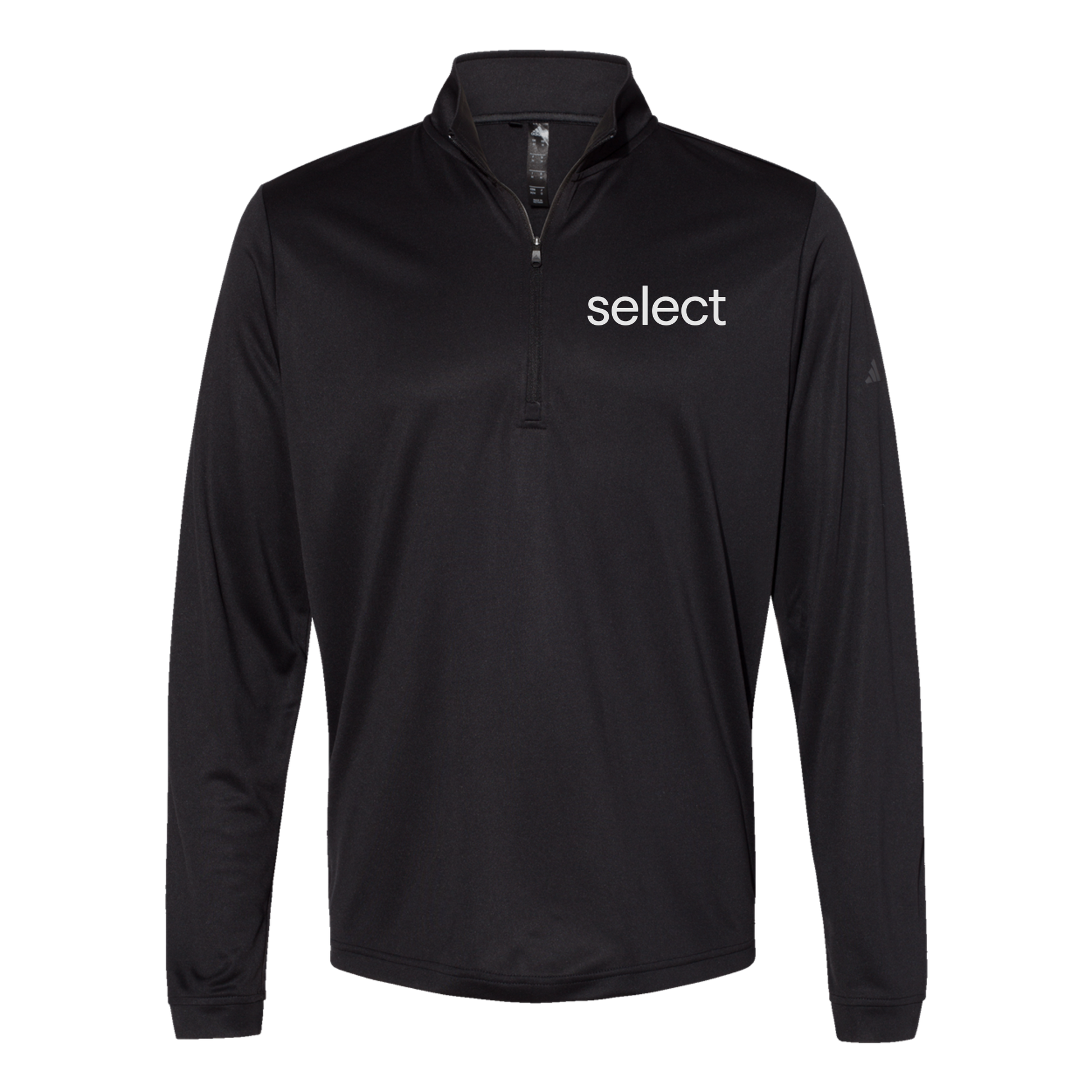 meetselect-adidas-quarter-zip-embroidery-leftchest-A401-black-flat-front