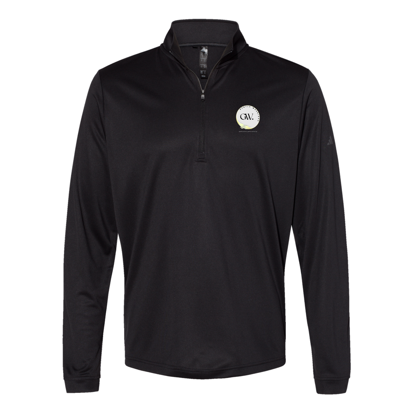 gentle-warriors-adidas-quarter-zip-embroidery-leftchest-A401-black-flat-front