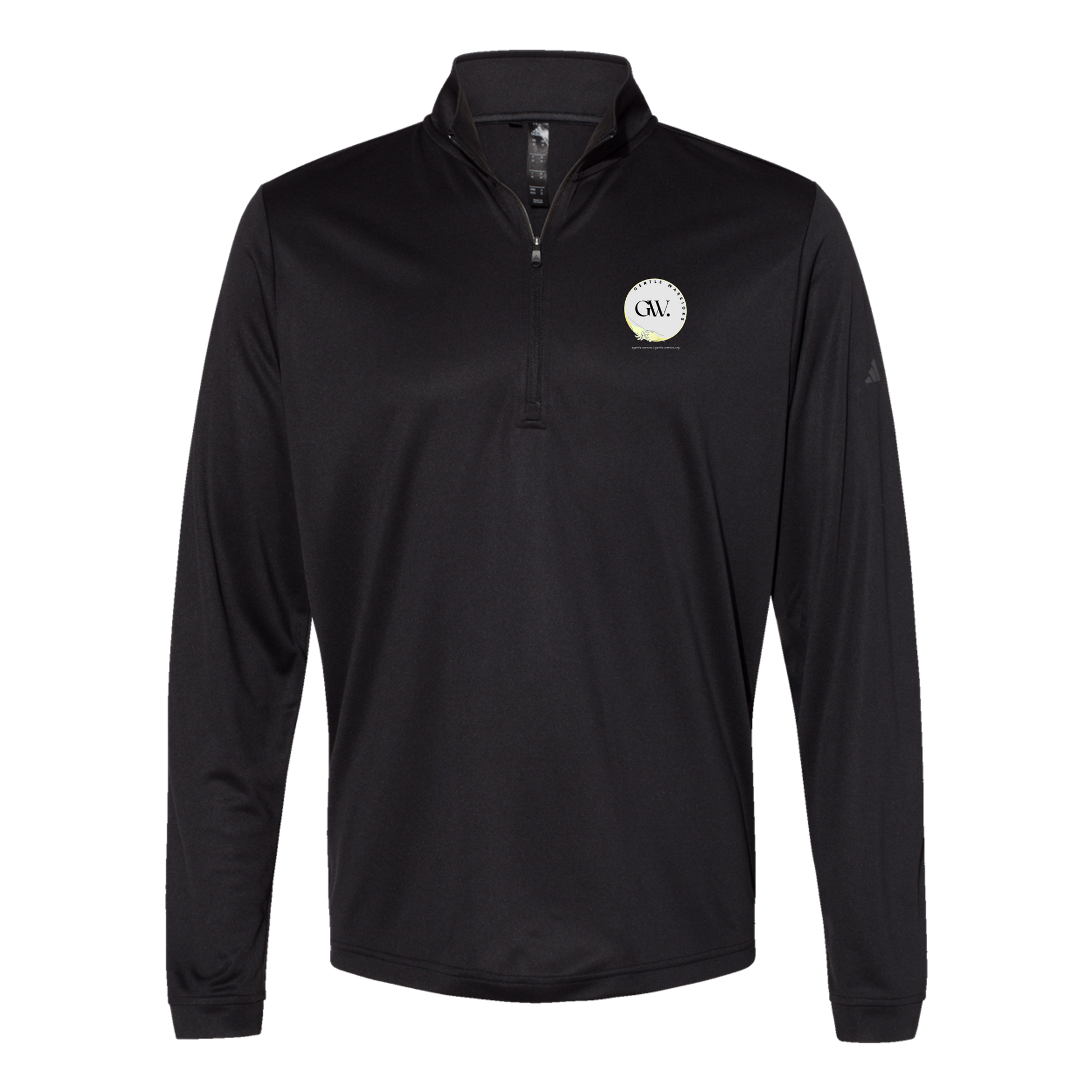 gentle-warriors-adidas-quarter-zip-embroidery-leftchest-A401-black-flat-front