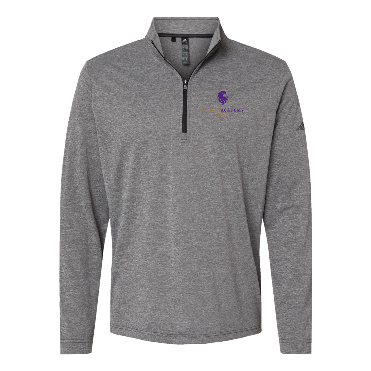 cahazleton-adidas-quarter-zip-embroidery-leftchest-A401-blackheather-flat-front