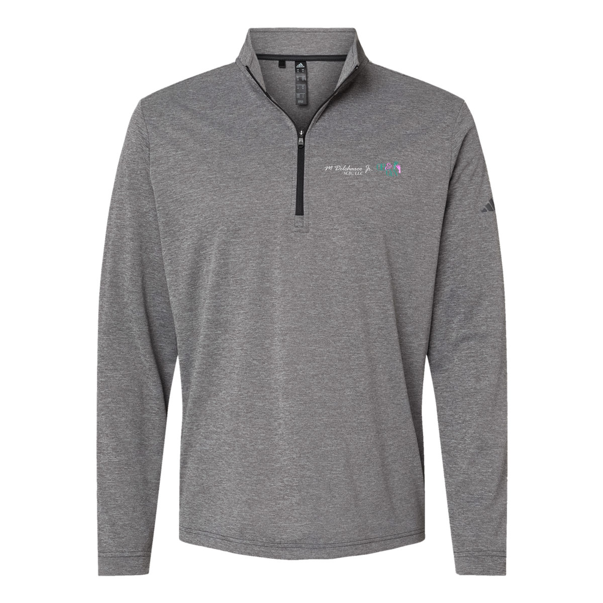 delcharco-adidas-quarter-zip-embroidery-leftchest-A401-blackheather-flat-front