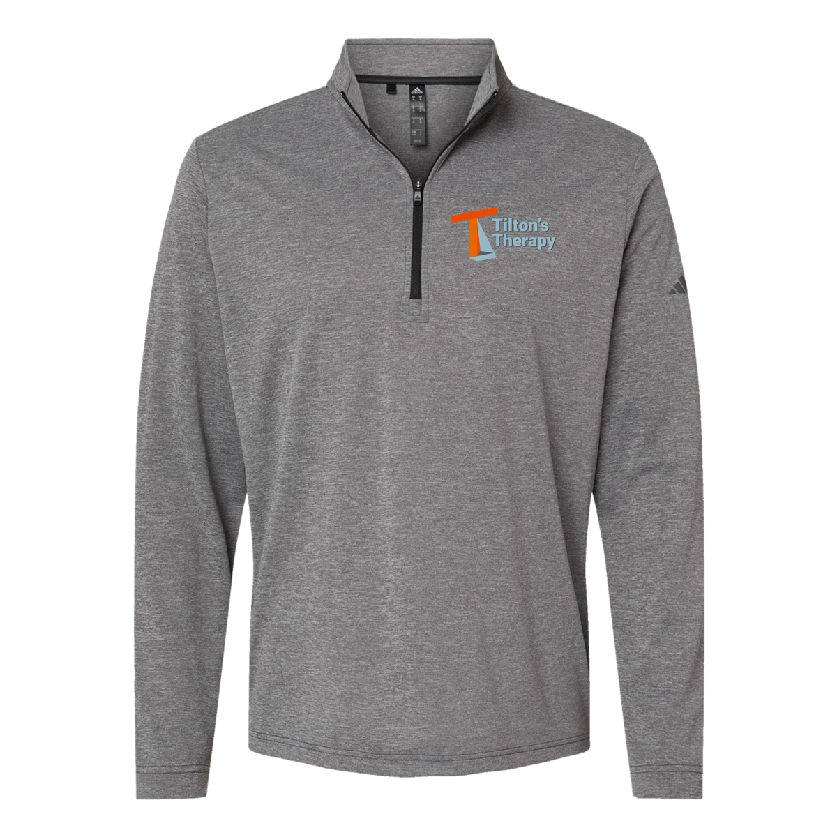 tiltonstherapy-adidas-quarter-zip-embroidery-leftchest-A401-blackheather-flat-front