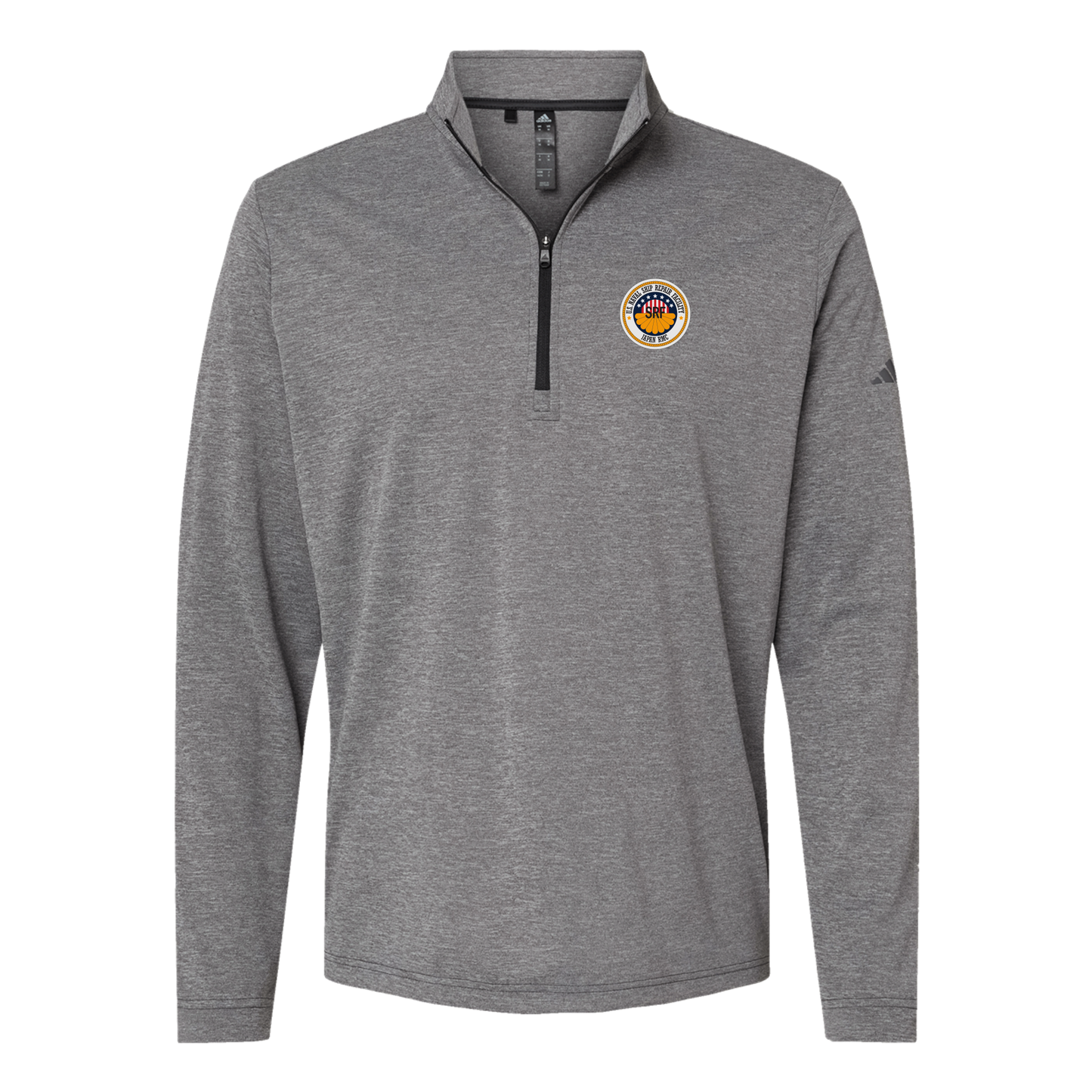 srf-jrmc-adidas-quarter-zip-embroidery-leftchest-A401-blackheather-flat-front