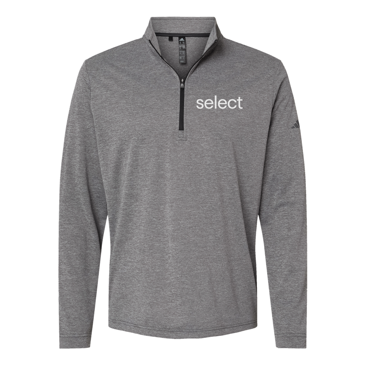 meetselect-adidas-quarter-zip-embroidery-leftchest-A401-blackheather-flat-front