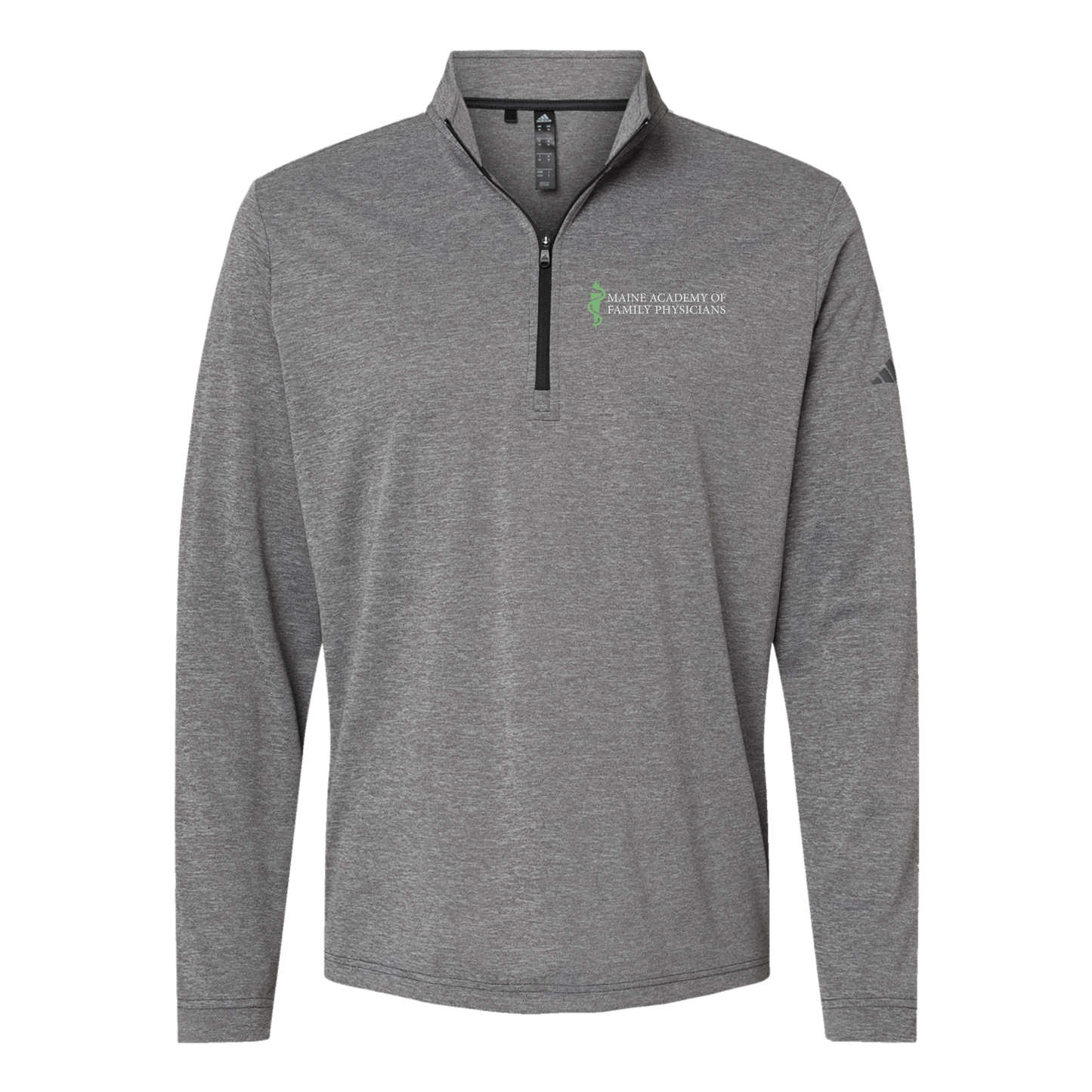 maineafp-adidas-quarter-zip-embroidery-leftchest-A401-blackheather-flat-front