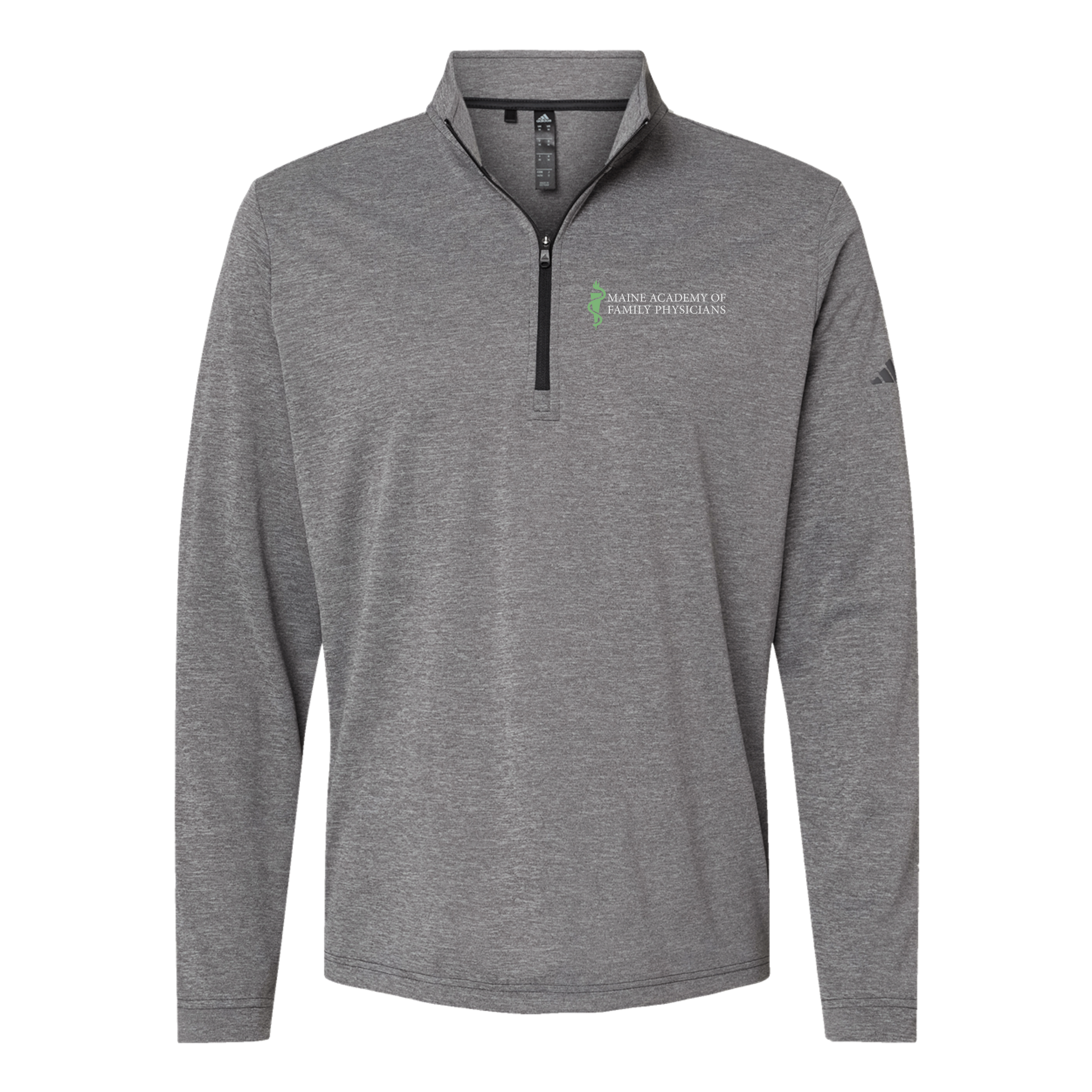 maineafp-adidas-quarter-zip-embroidery-leftchest-A401-blackheather-flat-front