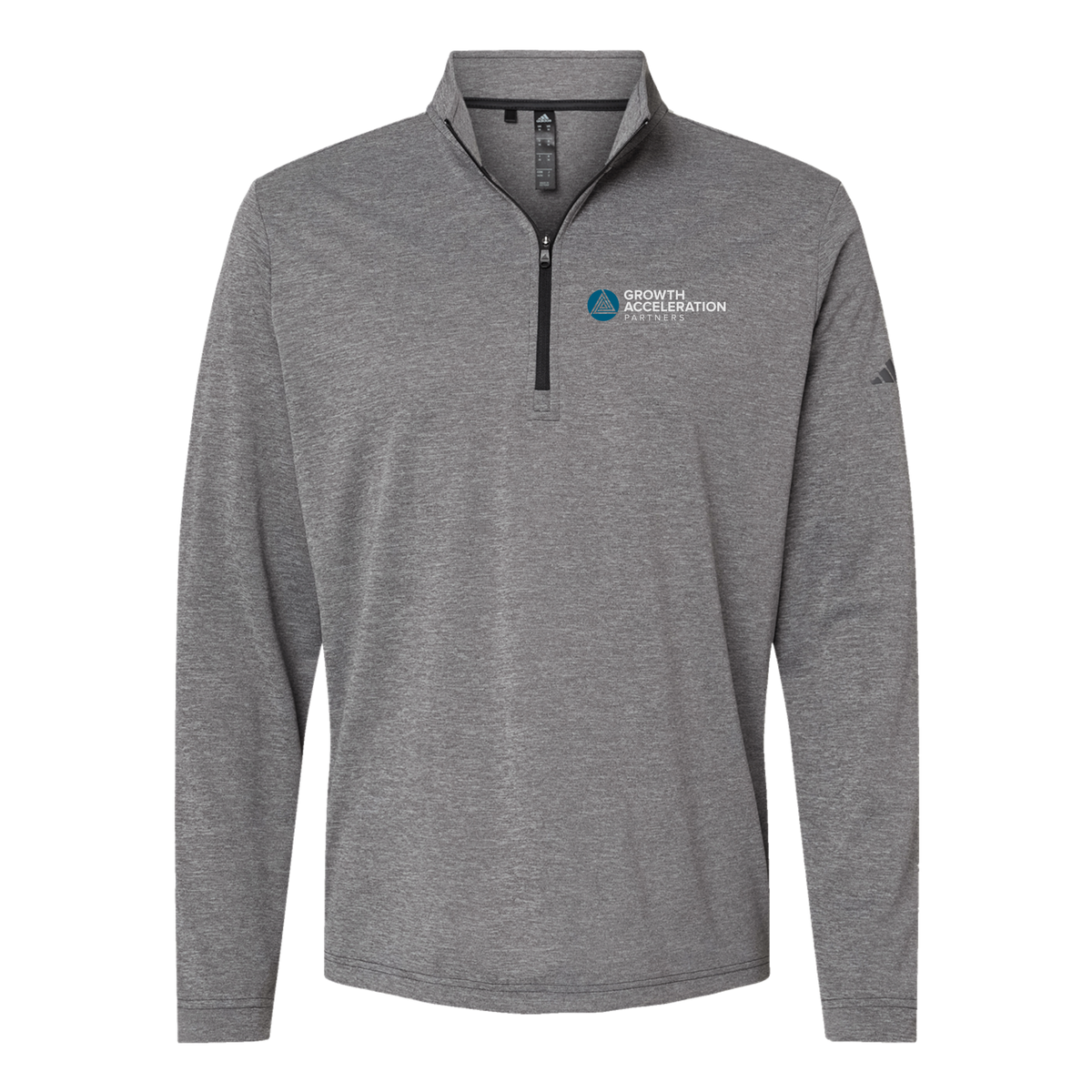 growthaccelerationpartners-adidas-quarter-zip-embroidery-leftchest-A401-blackheather-flat-front