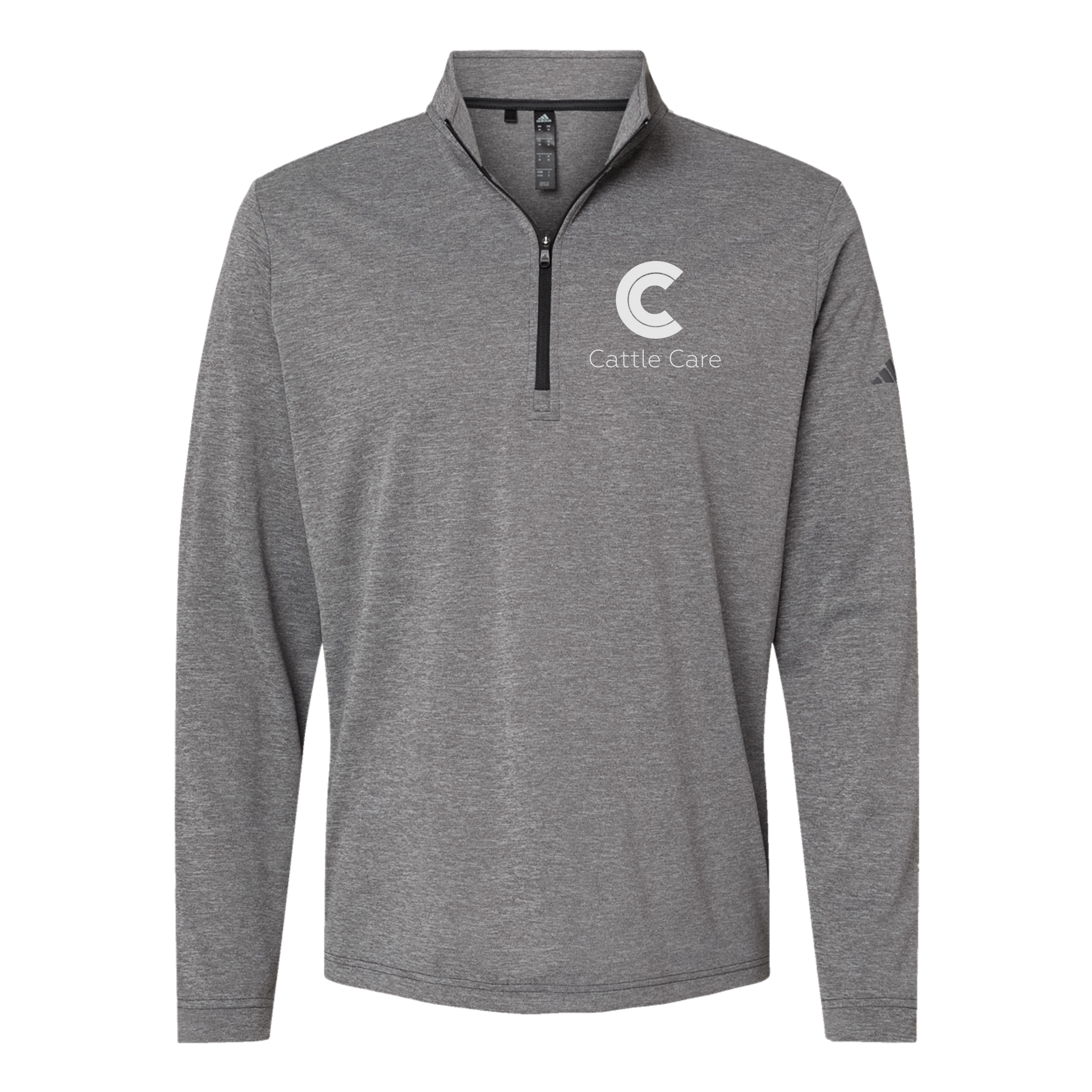 cattle-care-adidas-quarter-zip-embroidery-leftchest-A401-blackheather-flat-front