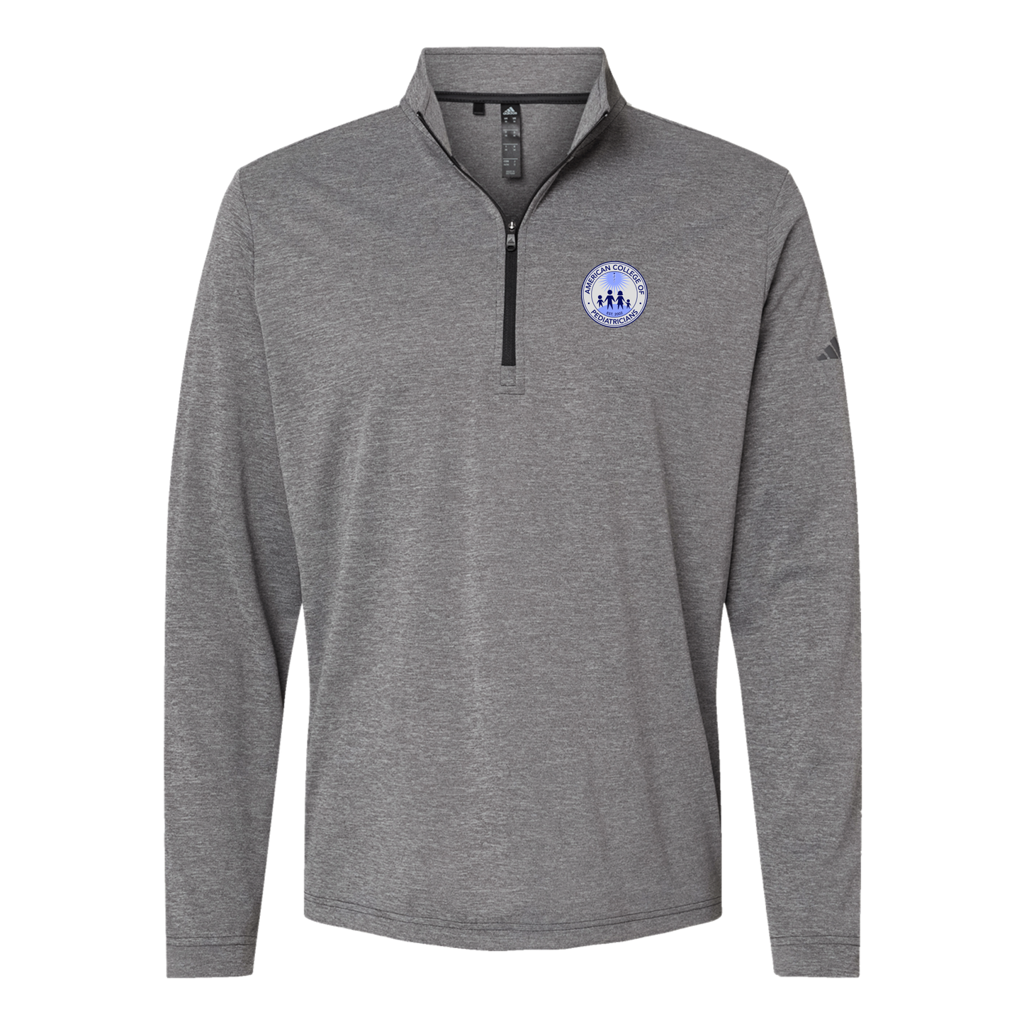 acpeds-adidas-quarter-zip-embroidery-leftchest-A401-blackheather-flat-front