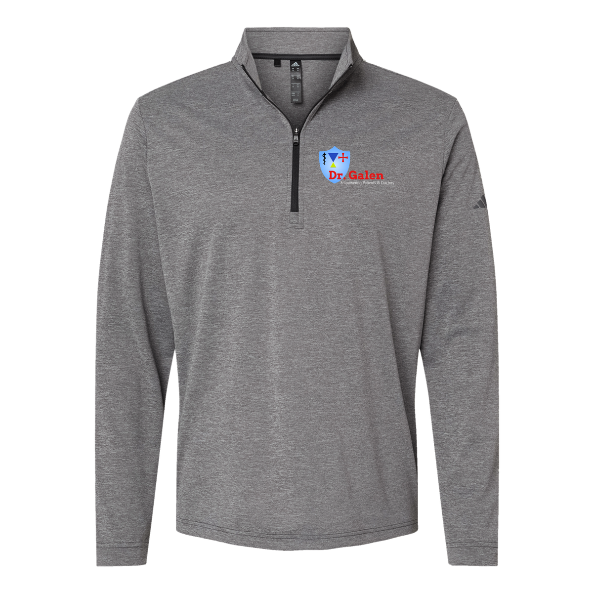drgalen-adidas-quarter-zip-embroidery-leftchest-A401-blackheather-flat-front