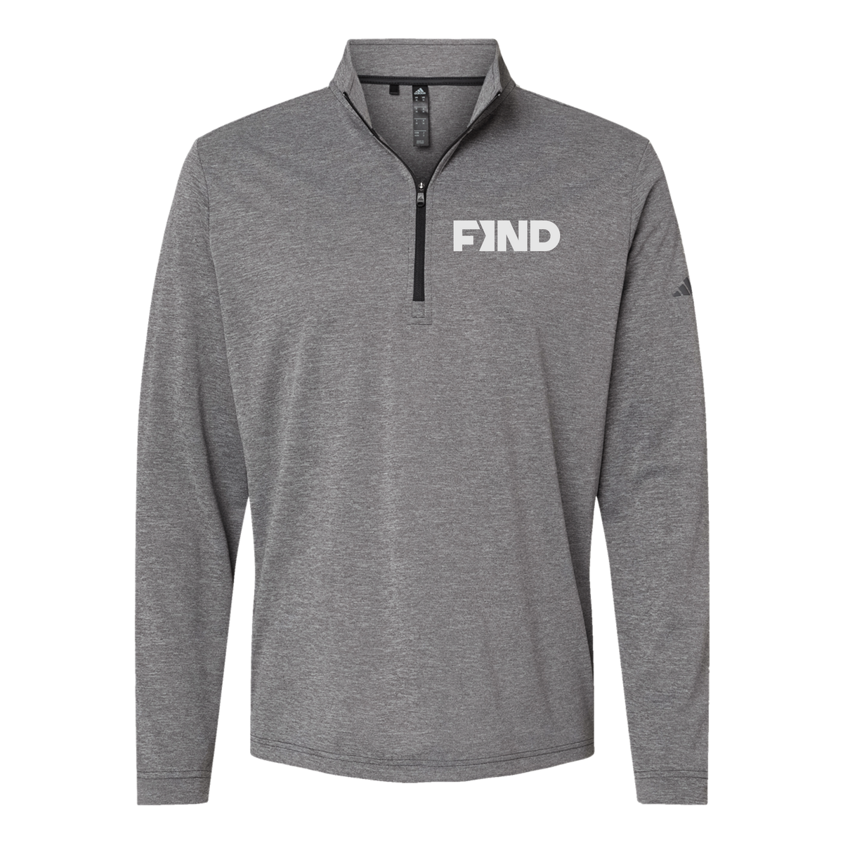 findrealestate-adidas-quarter-zip-embroidery-leftchest-A401-blackheather-flat-front