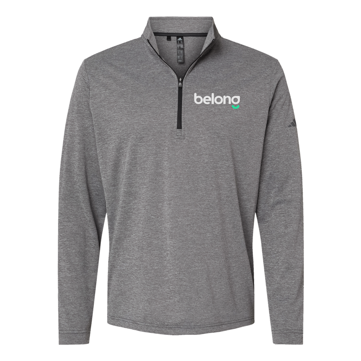 belonghome-adidas-quarter-zip-embroidery-leftchest-A401-blackheather-flat-front