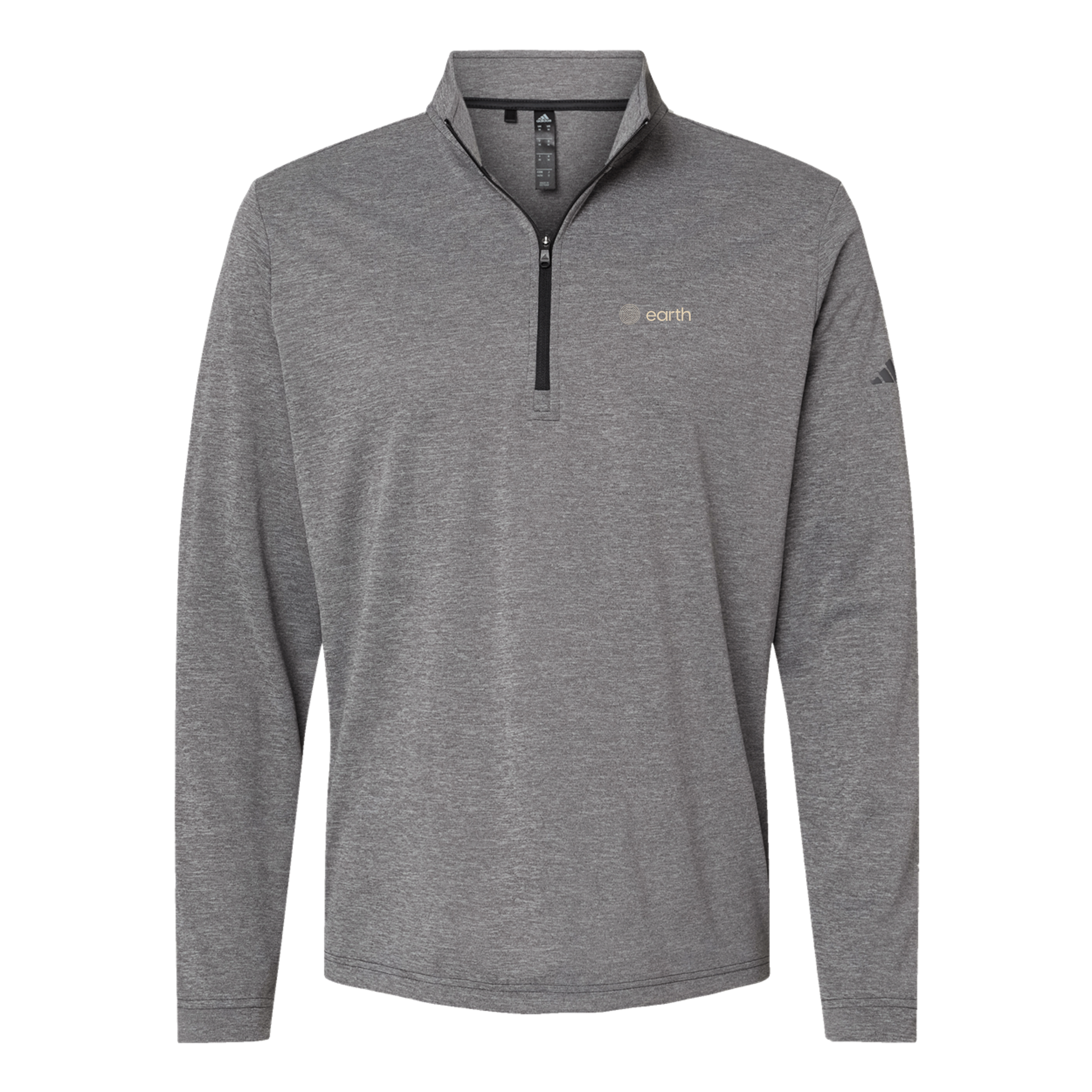 earthfuneral-adidas-quarter-zip-embroidery-leftchest-A401-blackheather-flat-front