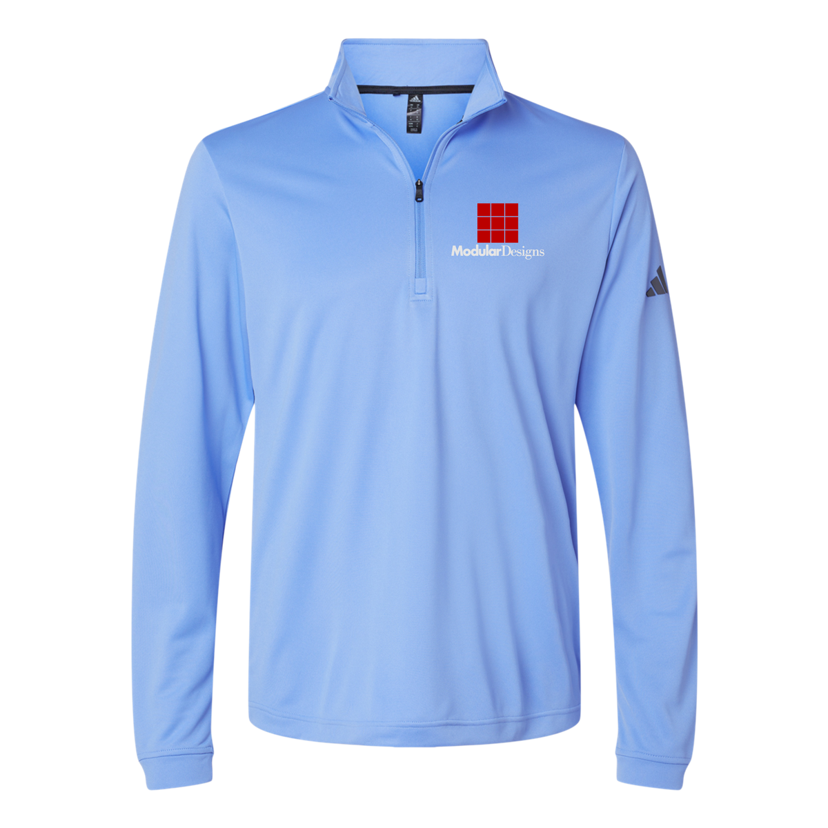modulardesignsflooring-adidas-quarter-zip-embroidery-leftchest-A401-bluefusion-flat-front
