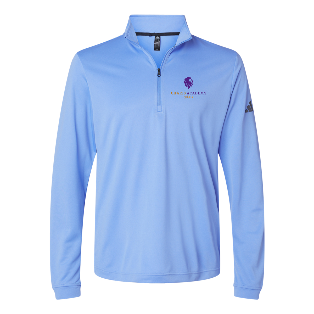 cahazleton-adidas-quarter-zip-embroidery-leftchest-A401-bluefusion-flat-front