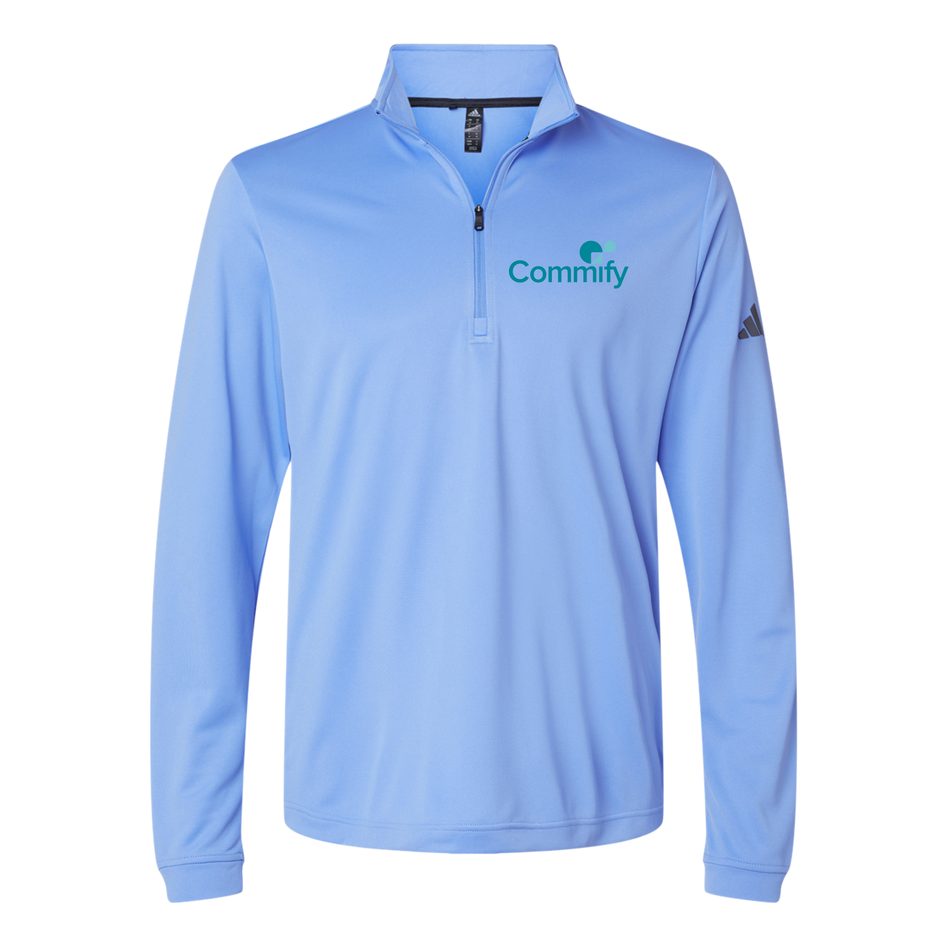 commify-adidas-quarter-zip-embroidery-leftchest-A401-bluefusion-flat-front