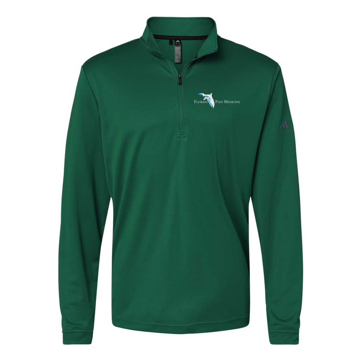 floridapainmedicine-adidas-quarter-zip-embroidery-leftchest-A401-collegiategreen-flat-front