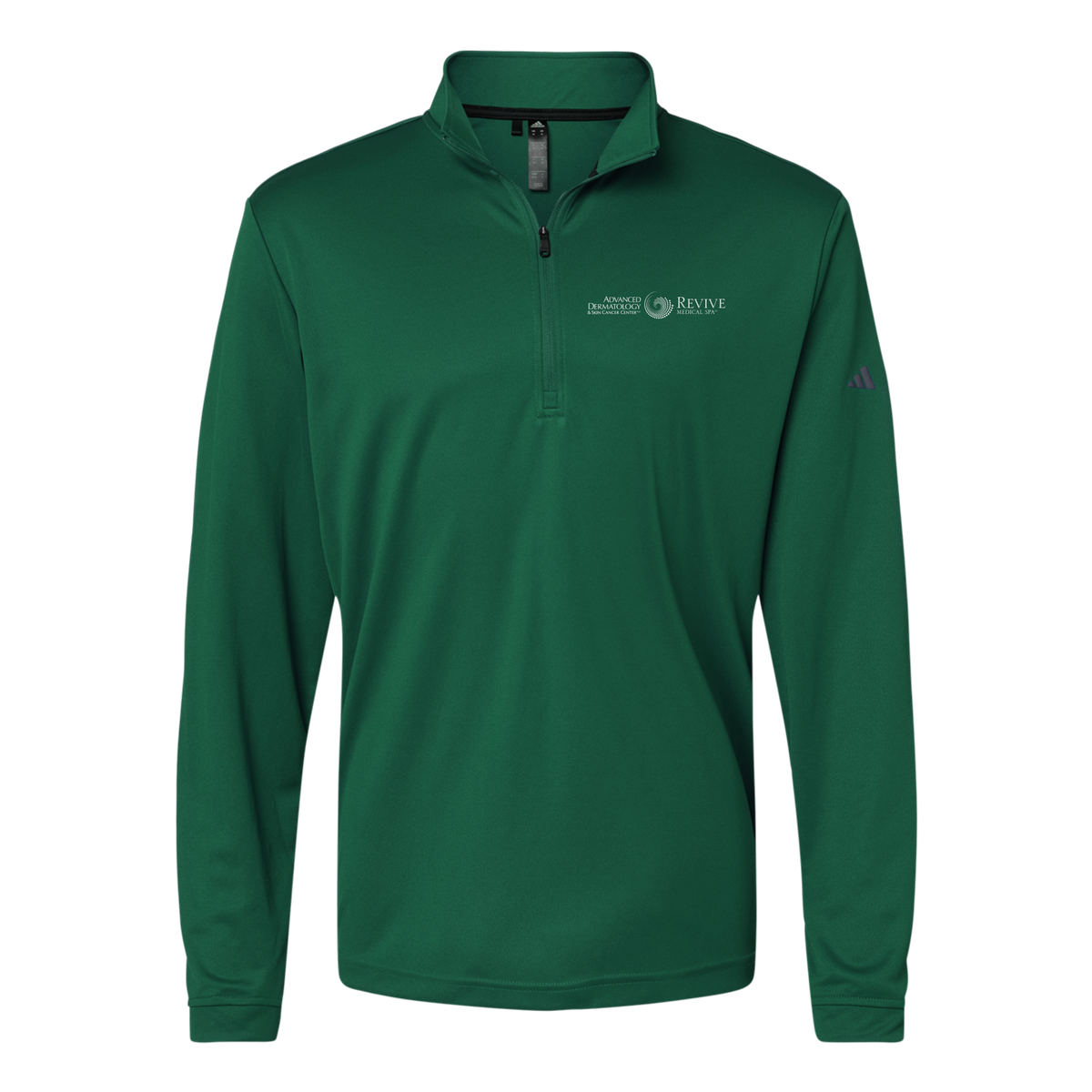 advancedskinmd-adidas-quarter-zip-embroidery-leftchest-A401-collegiategreen-flat-front
