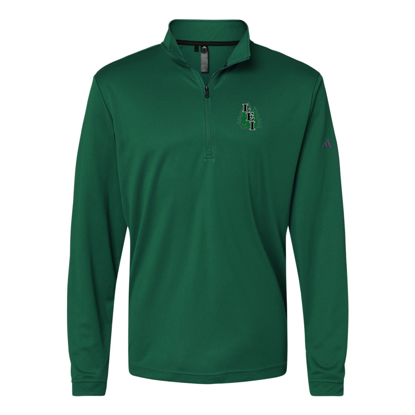 leisite-adidas-quarter-zip-embroidery-leftchest-A401-collegiategreen-flat-front