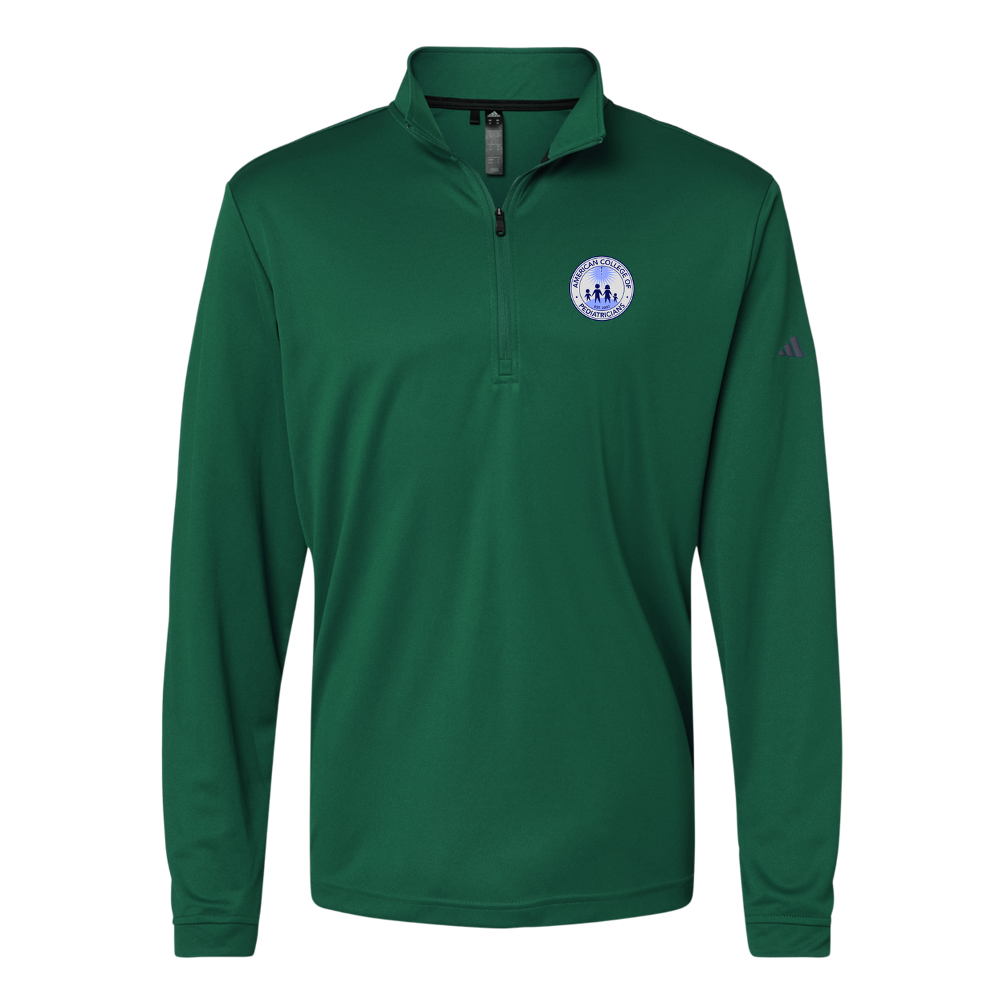 acpeds-adidas-quarter-zip-embroidery-leftchest-A401-collegiategreen-flat-front