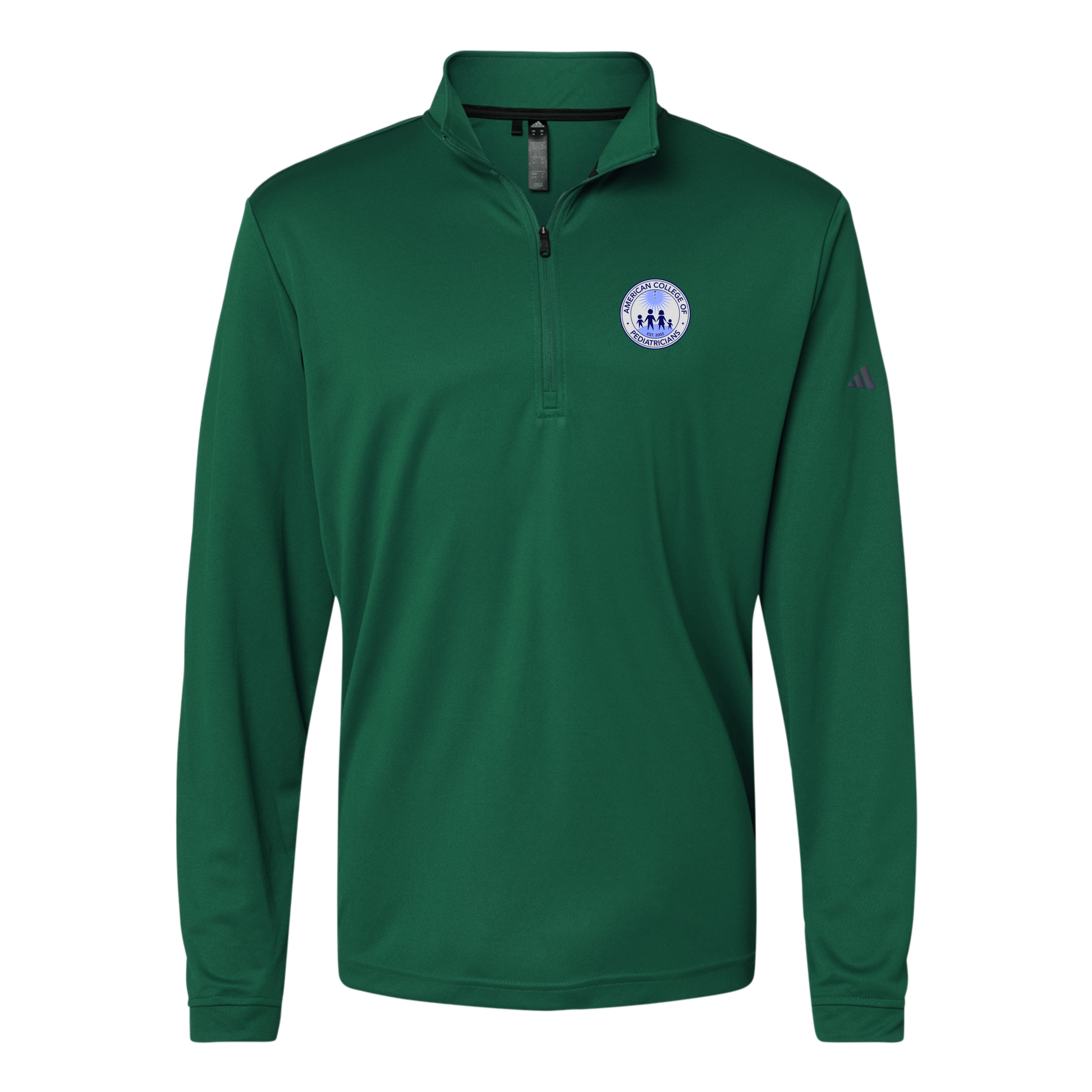 acpeds-adidas-quarter-zip-embroidery-leftchest-A401-collegiategreen-flat-front