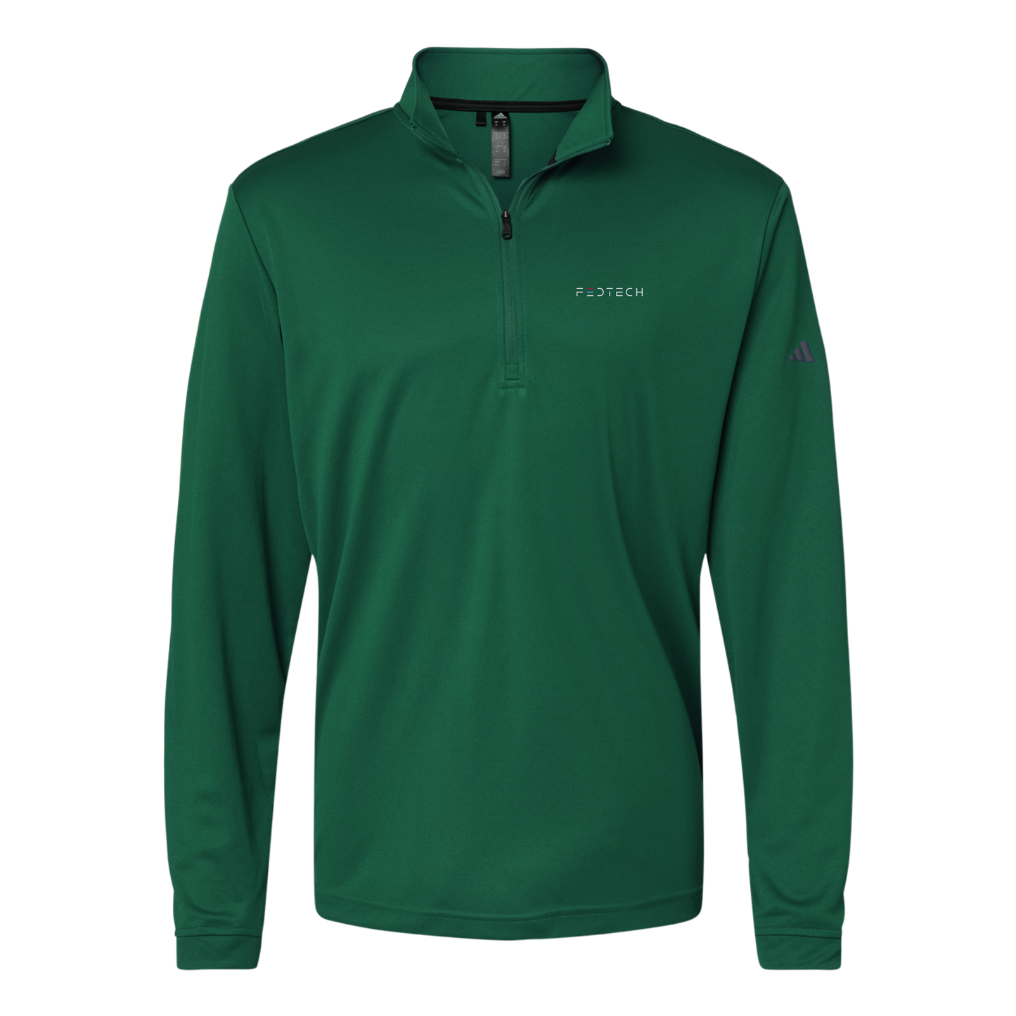 fedtech-adidas-quarter-zip-embroidery-leftchest-A401-collegiategreen-flat-front