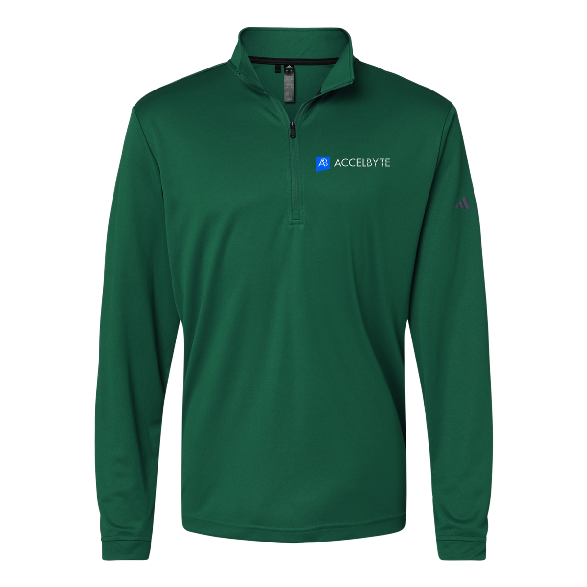 accelbyte-adidas-quarter-zip-embroidery-leftchest-A401-collegiategreen-flat-front