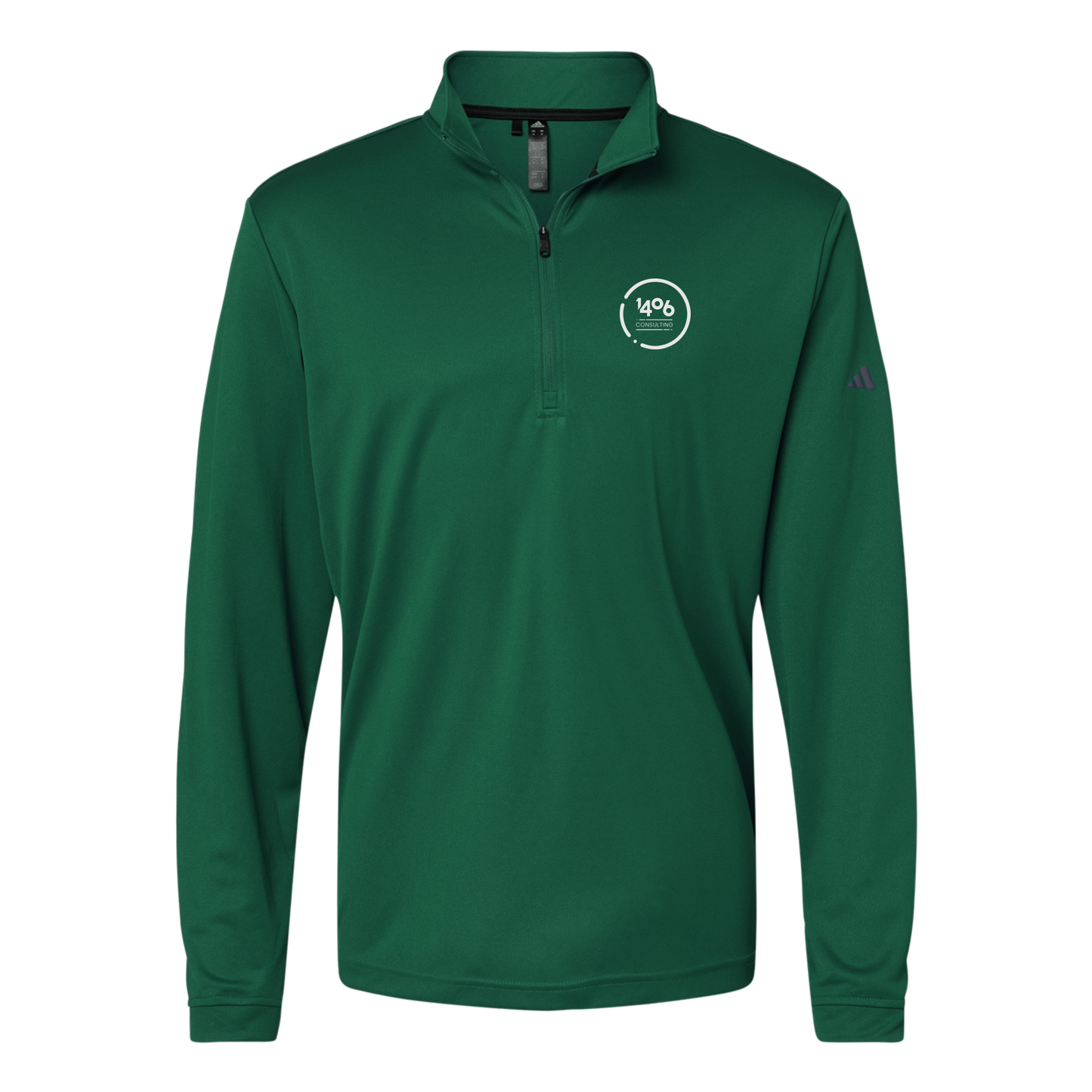 1406consulting-adidas-quarter-zip-embroidery-leftchest-A401-collegiategreen-flat-front