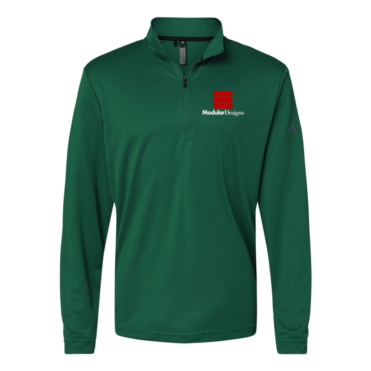 modulardesignsflooring-adidas-quarter-zip-embroidery-leftchest-A401-collegiategreen-flat-front