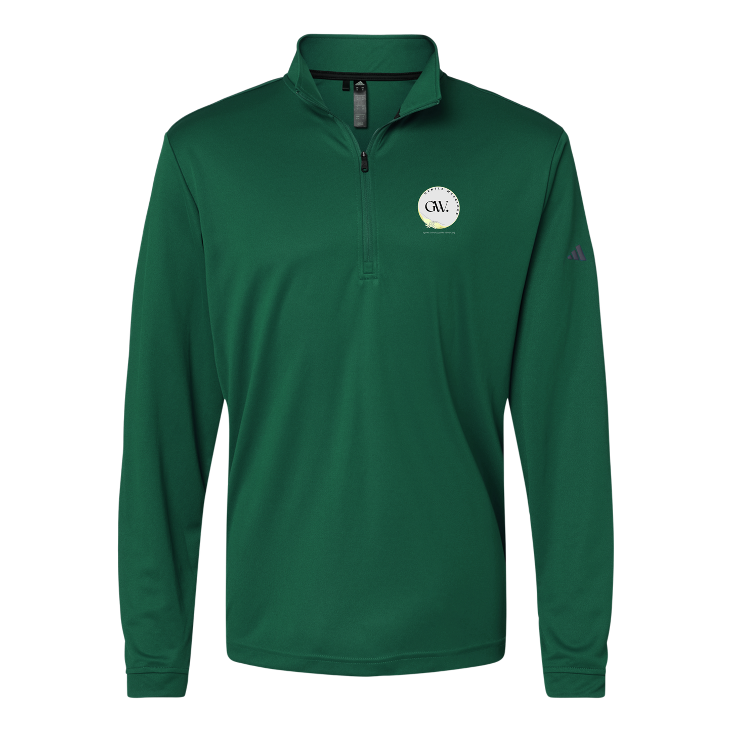 gentle-warriors-adidas-quarter-zip-embroidery-leftchest-A401-collegiategreen-flat-front