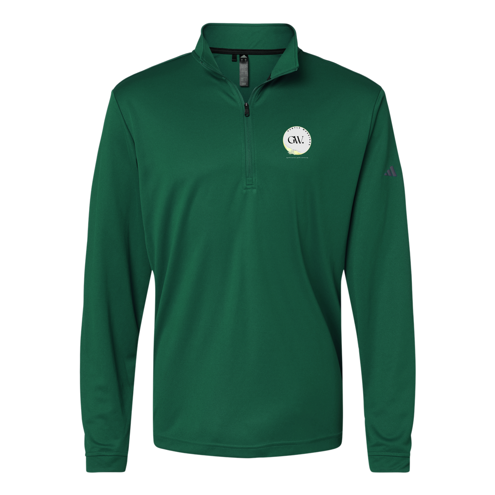 gentle-warriors-adidas-quarter-zip-embroidery-leftchest-A401-collegiategreen-flat-front
