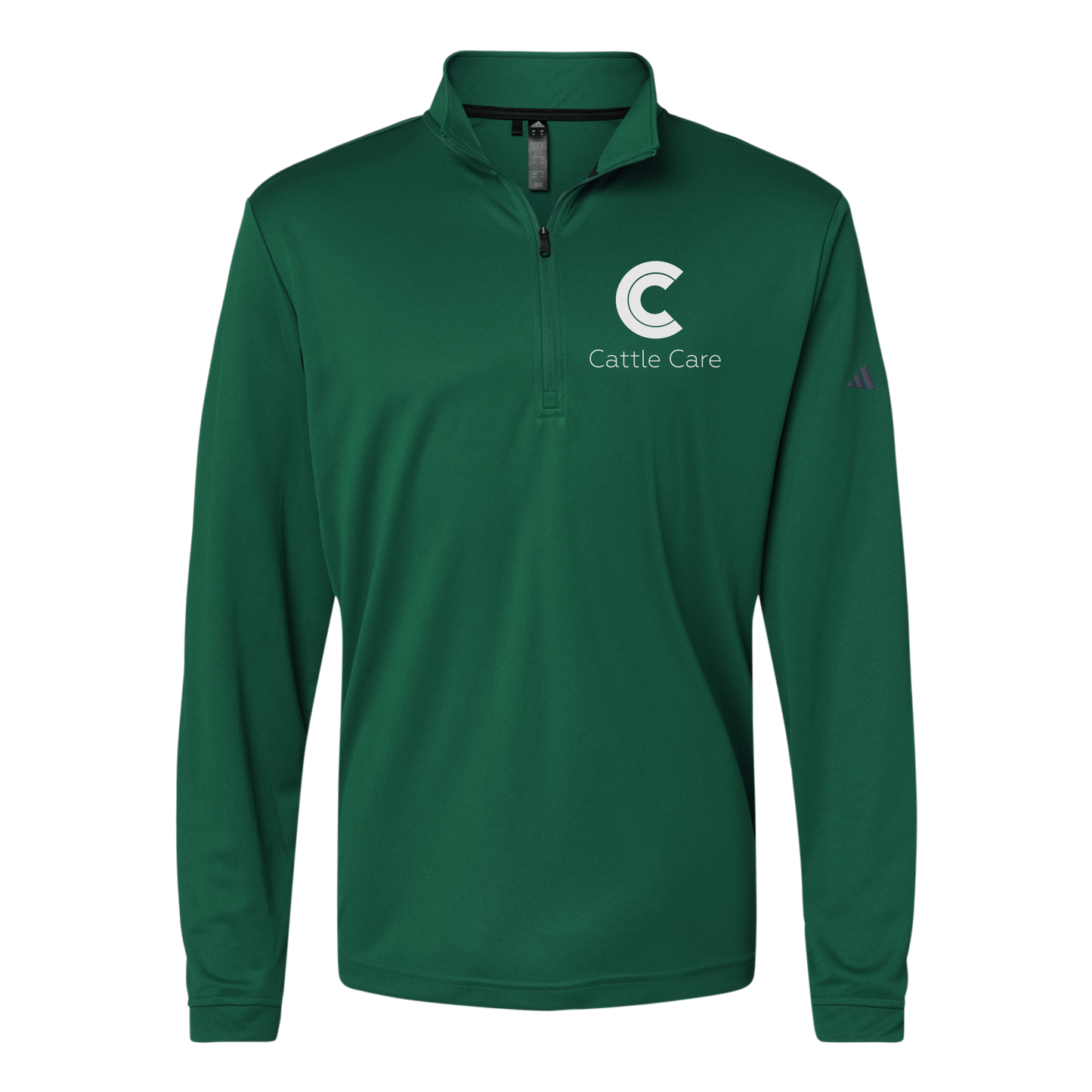 cattle-care-adidas-quarter-zip-embroidery-leftchest-A401-collegiategreen-flat-front