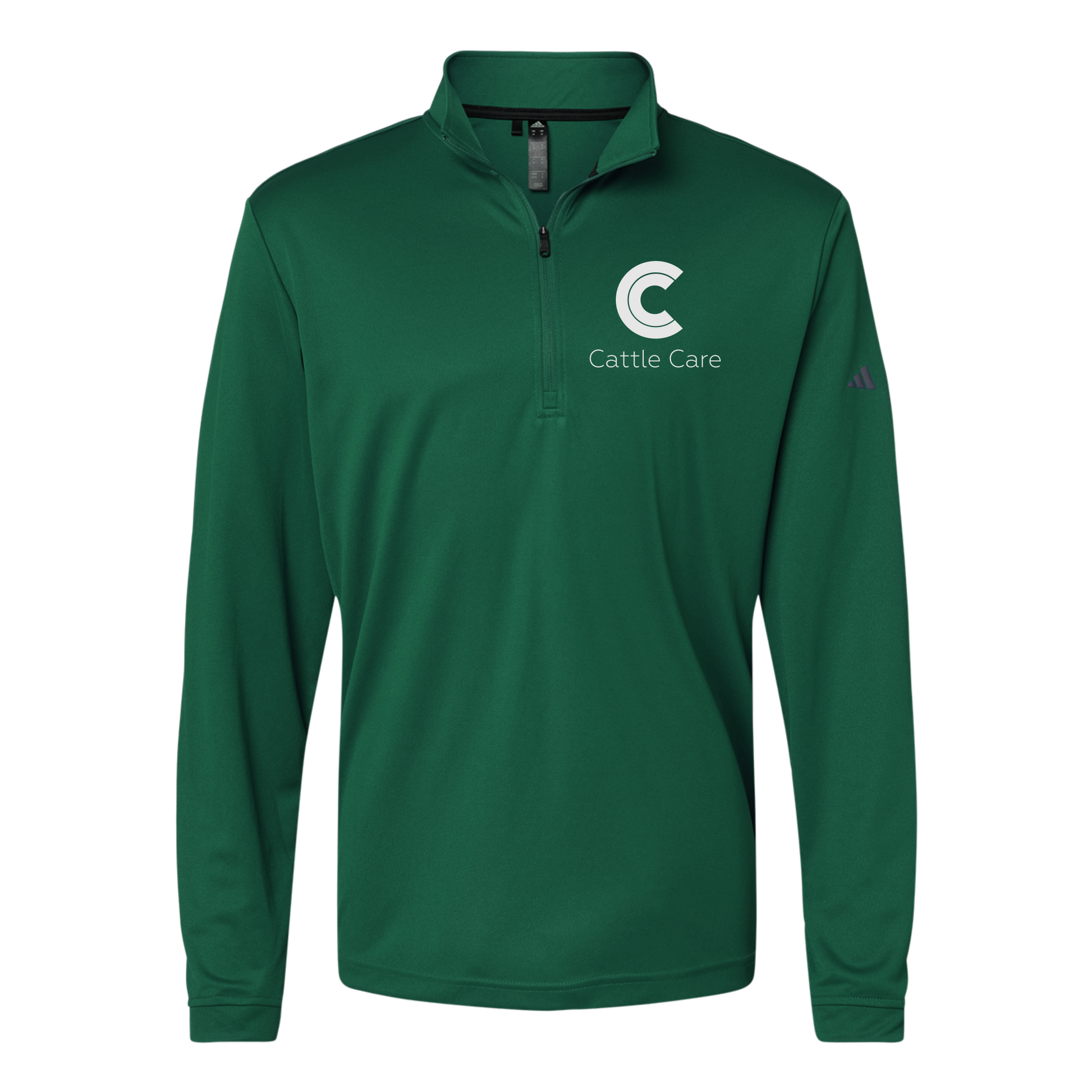 cattle-care-adidas-quarter-zip-embroidery-leftchest-A401-collegiategreen-flat-front