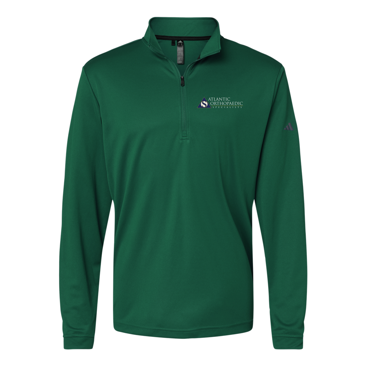 atlanticortho-adidas-quarter-zip-embroidery-leftchest-A401-collegiategreen-flat-front