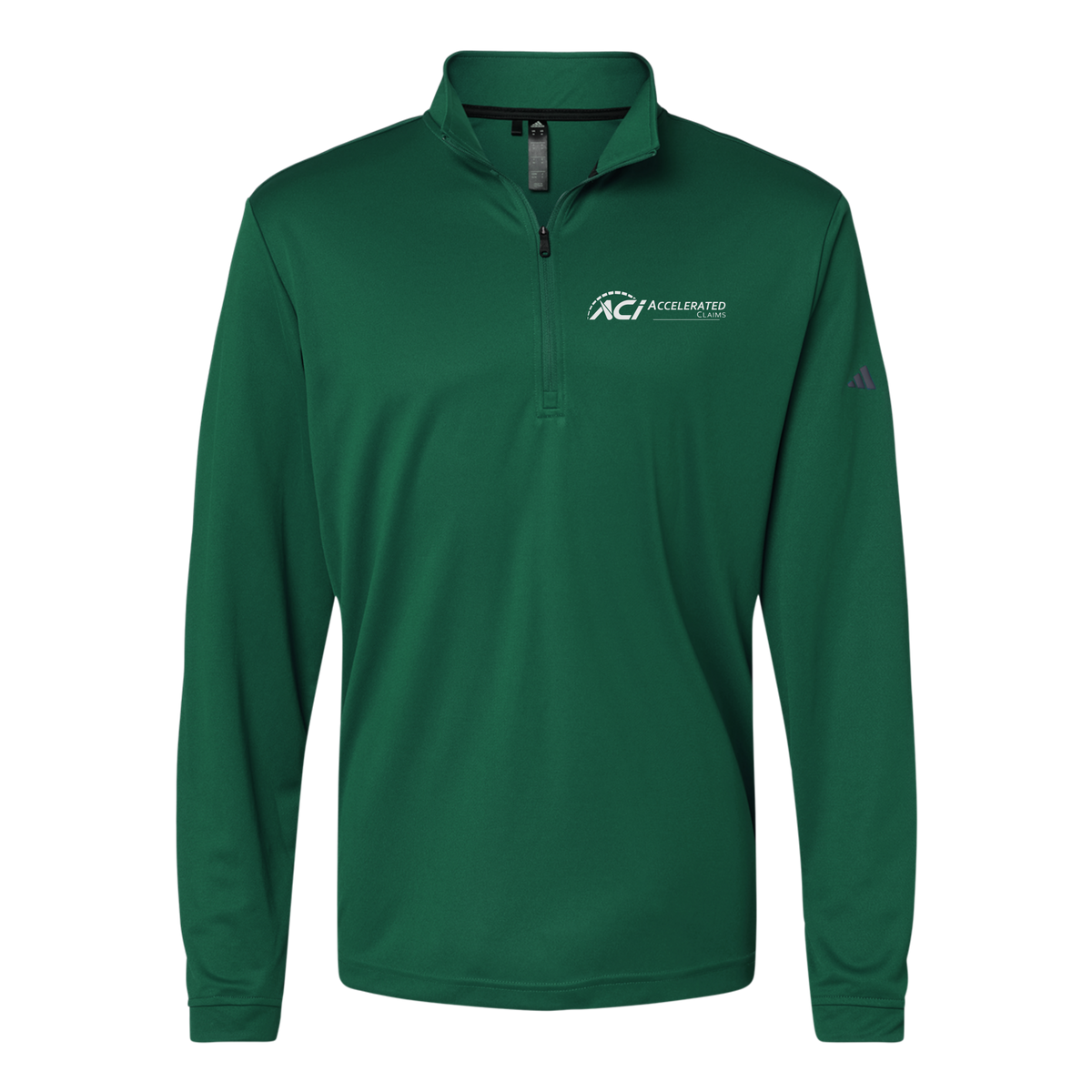 accelclaims-adidas-quarter-zip-embroidery-leftchest-A401-collegiategreen-flat-front
