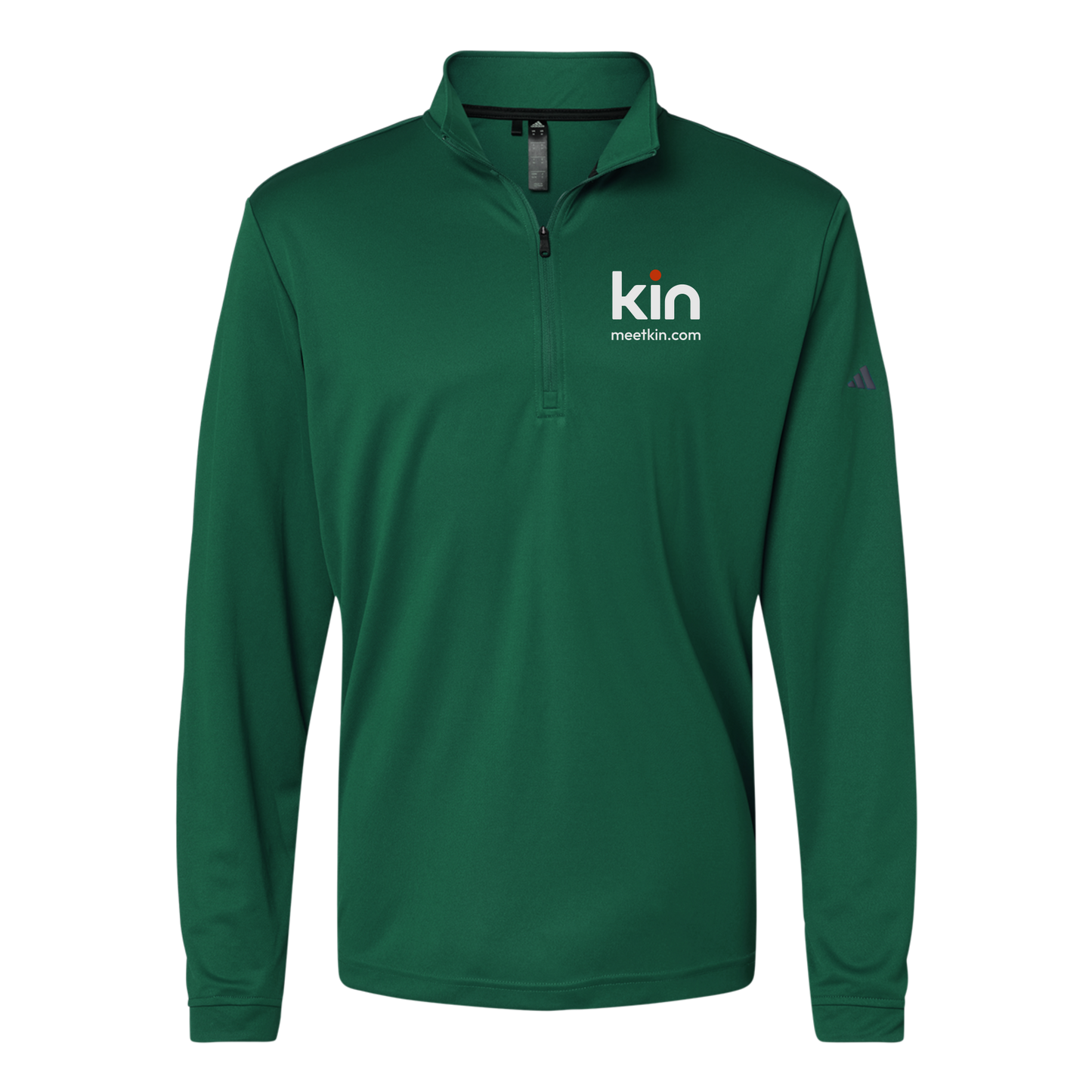 kin-adidas-quarter-zip-embroidery-leftchest-A401-collegiategreen-flat-front
