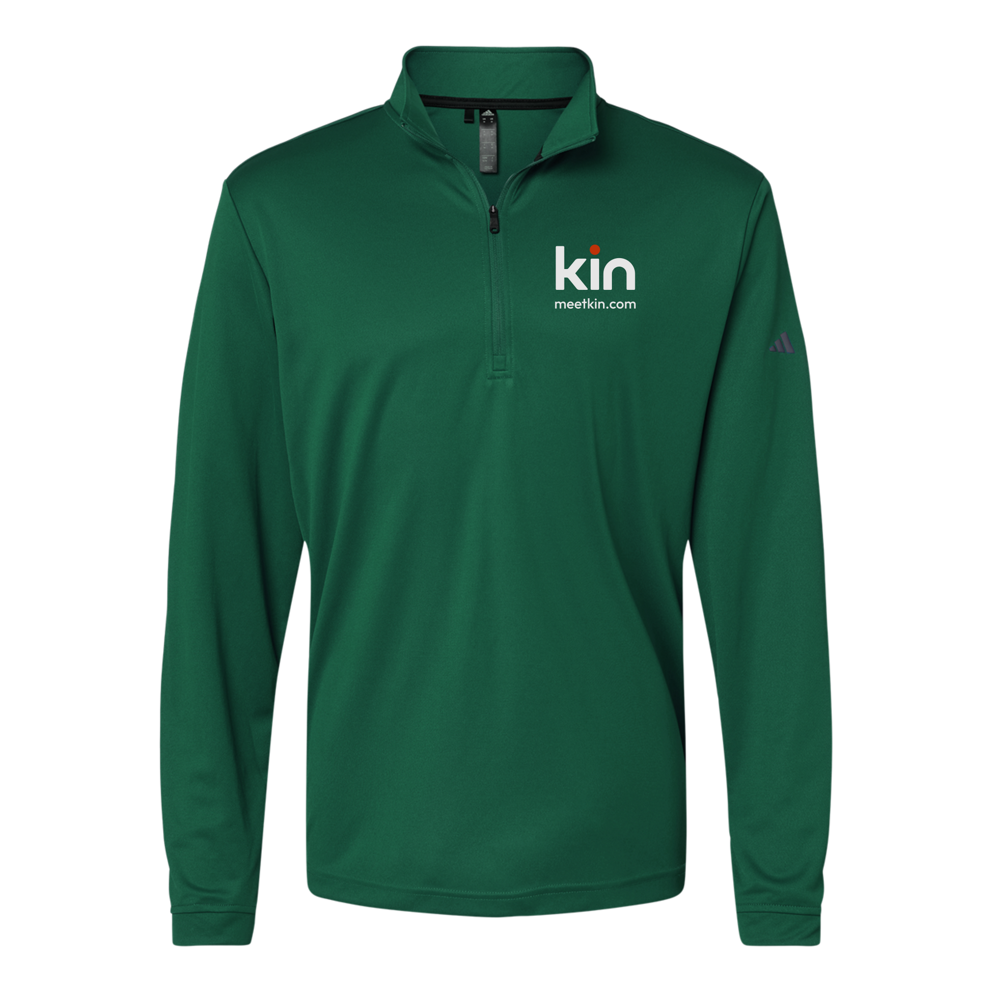 kin-adidas-quarter-zip-embroidery-leftchest-A401-collegiategreen-flat-front