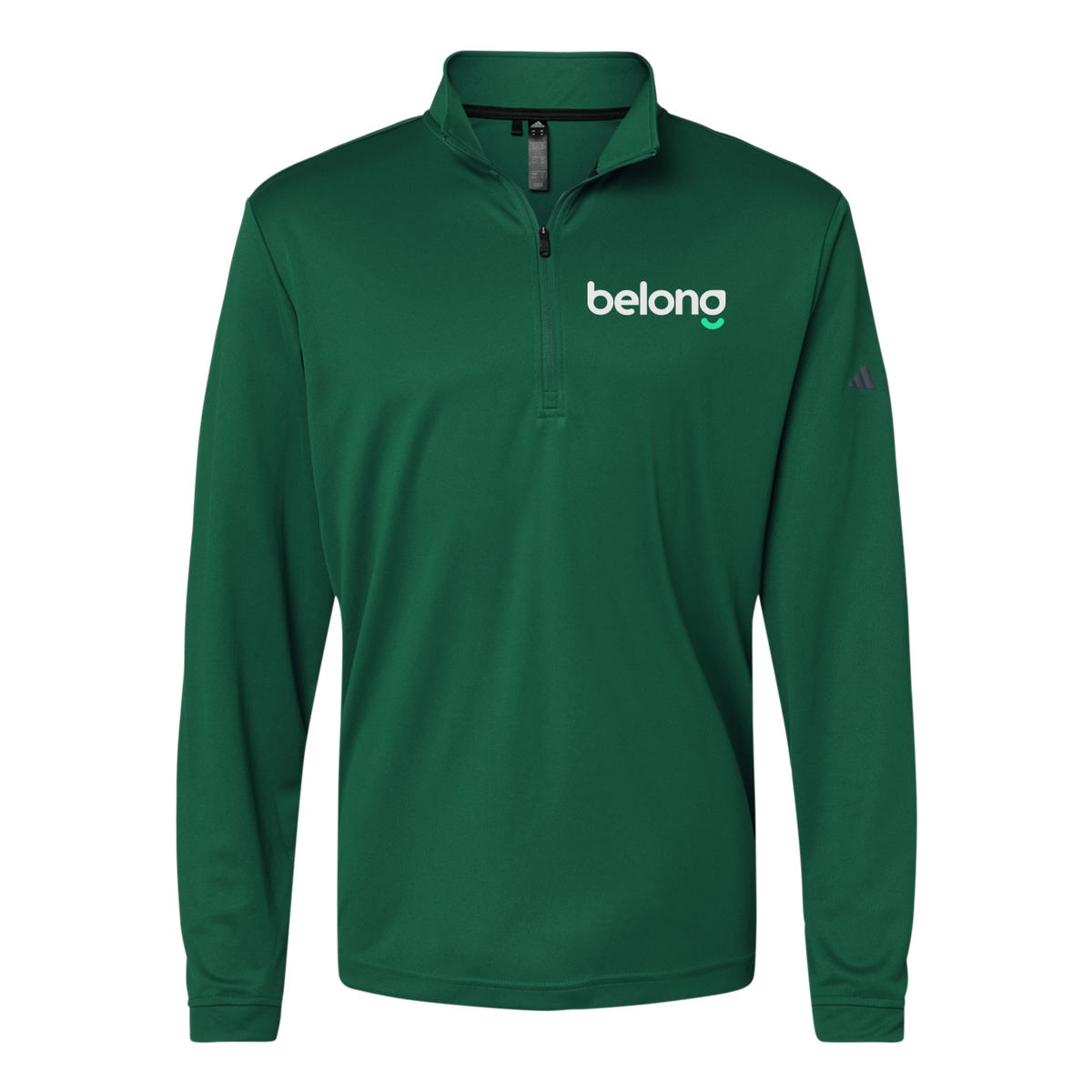 belonghome-adidas-quarter-zip-embroidery-leftchest-A401-collegiategreen-flat-front