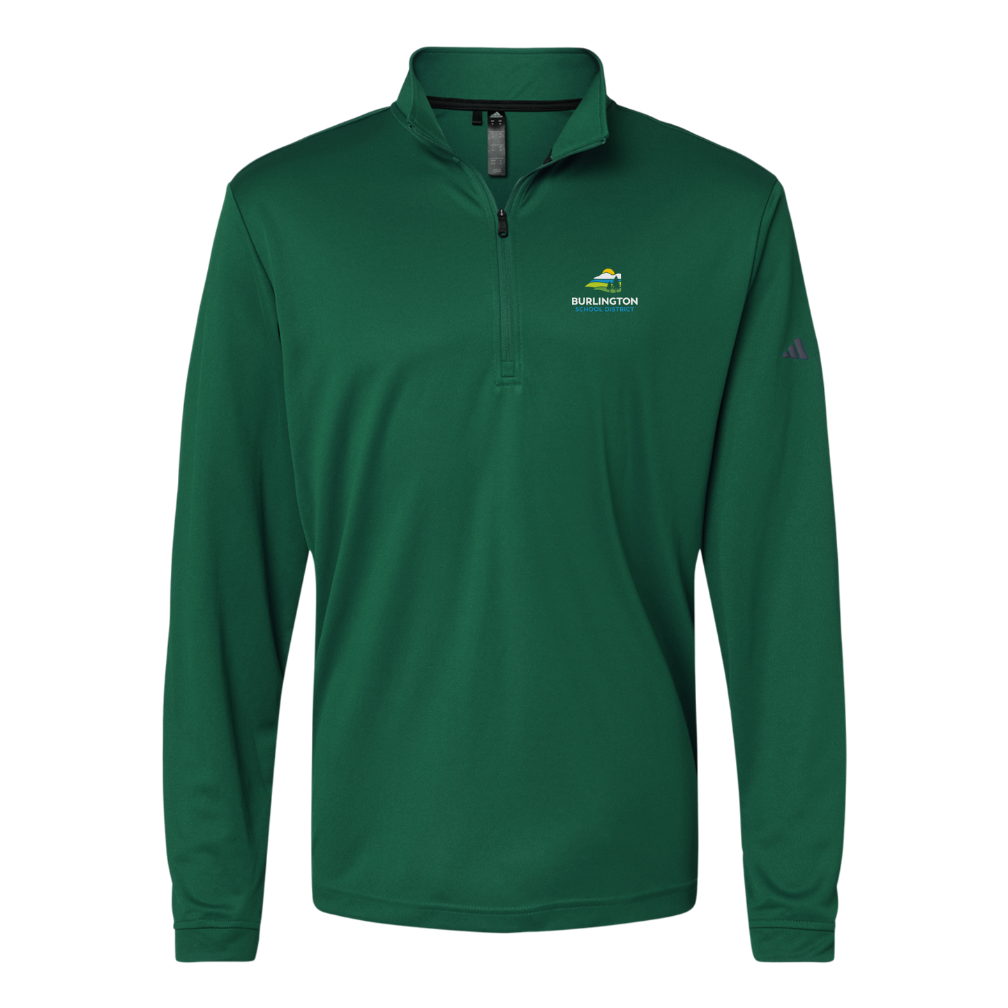 bsdvt-adidas-quarter-zip-embroidery-leftchest-A401-collegiategreen-flat-front