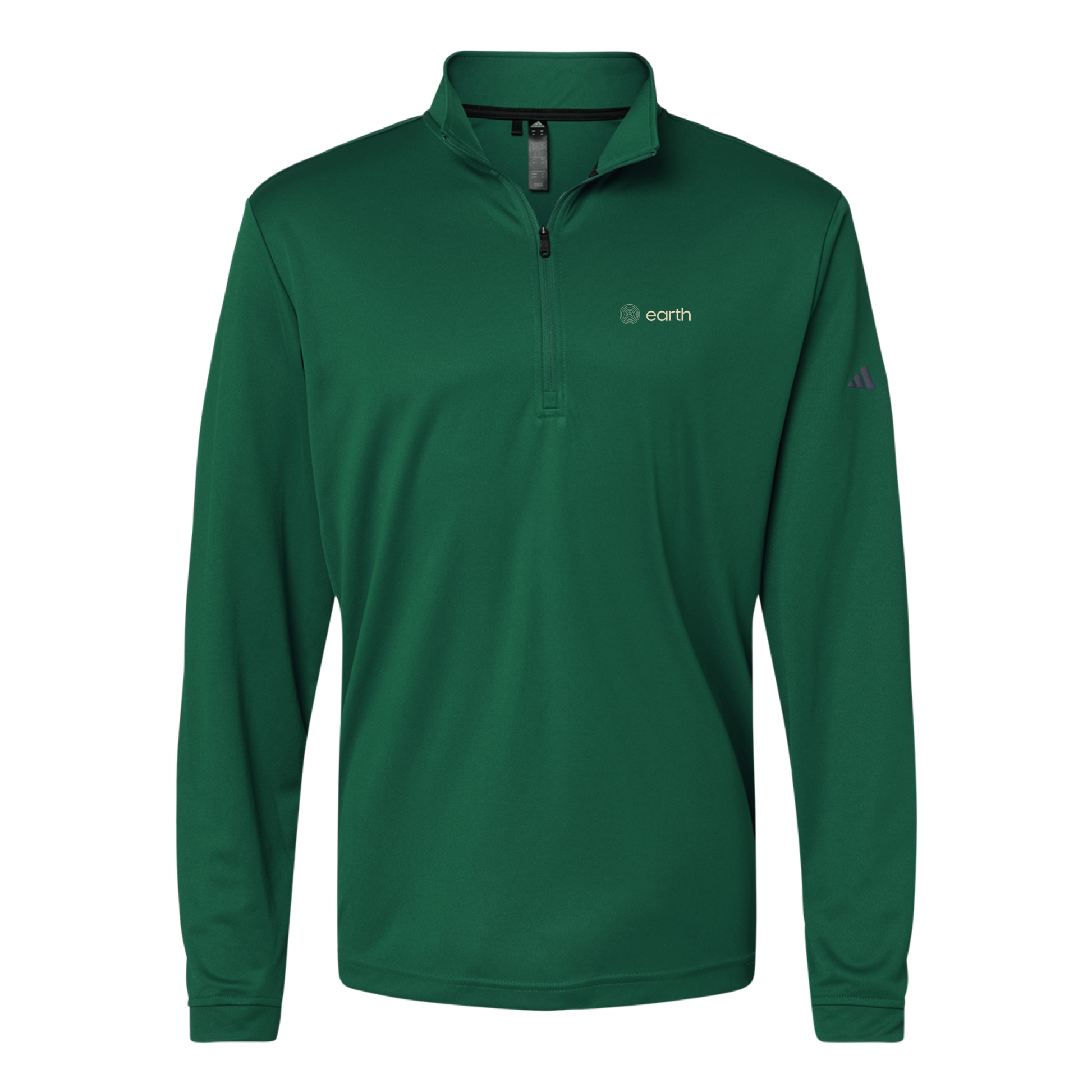earthfuneral-adidas-quarter-zip-embroidery-leftchest-A401-collegiategreen-flat-front