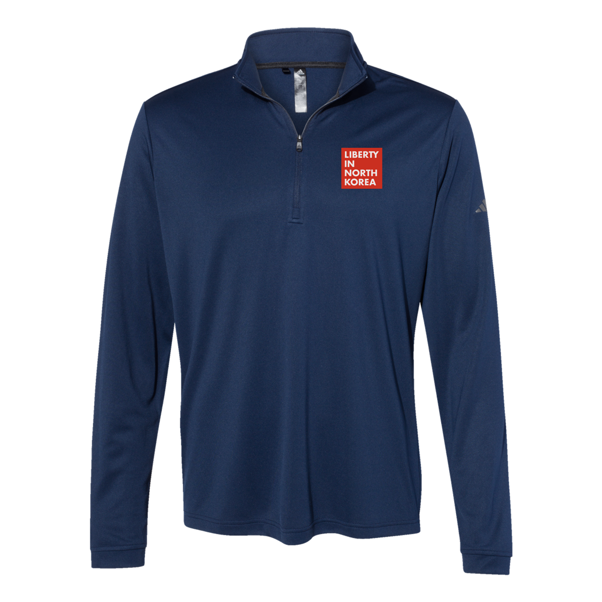 libertyinnorthkorea-adidas-quarter-zip-embroidery-leftchest-A401-collegiatenavy-flat-front