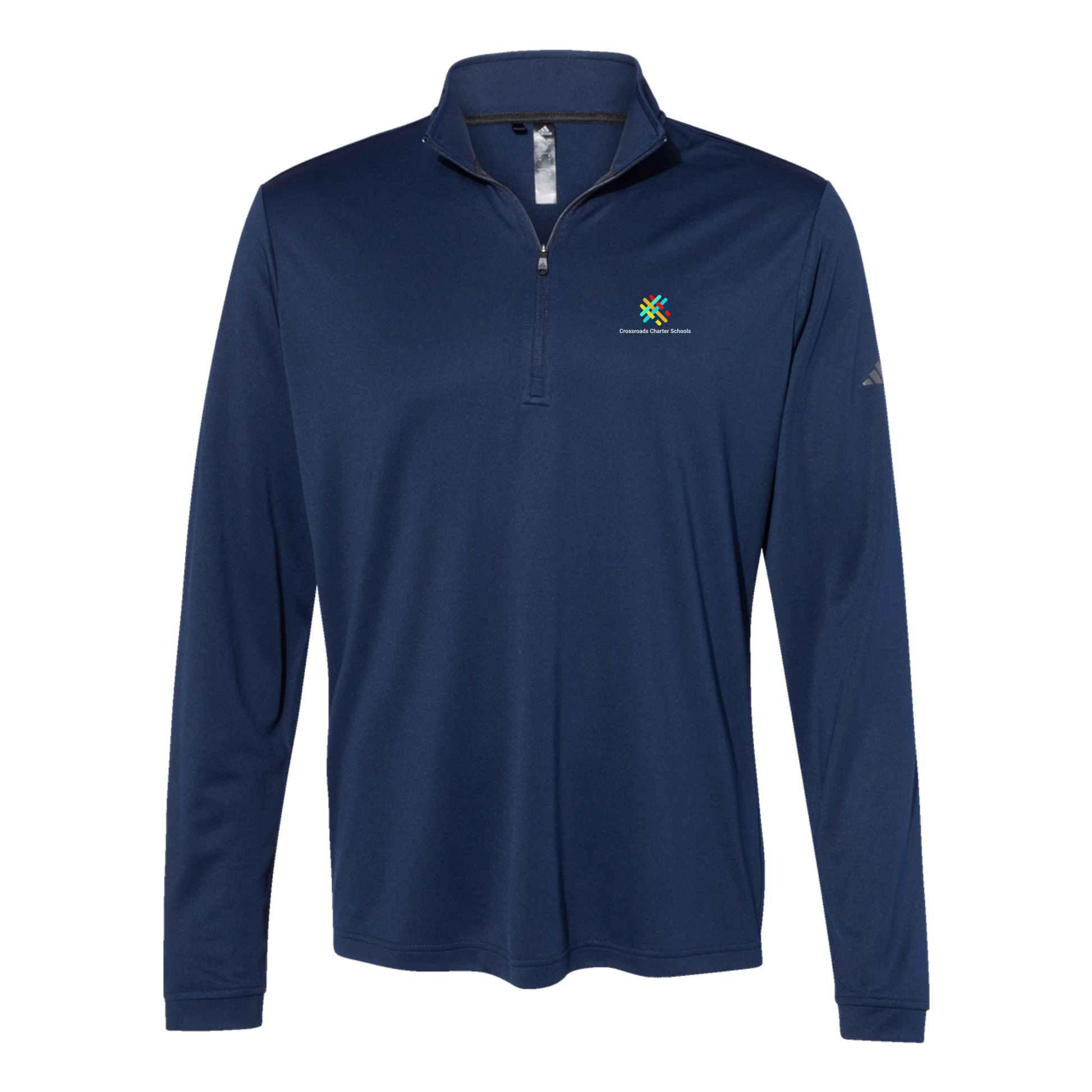 crossroadsschoolskc-adidas-quarter-zip-embroidery-leftchest-A401-collegiatenavy-flat-front