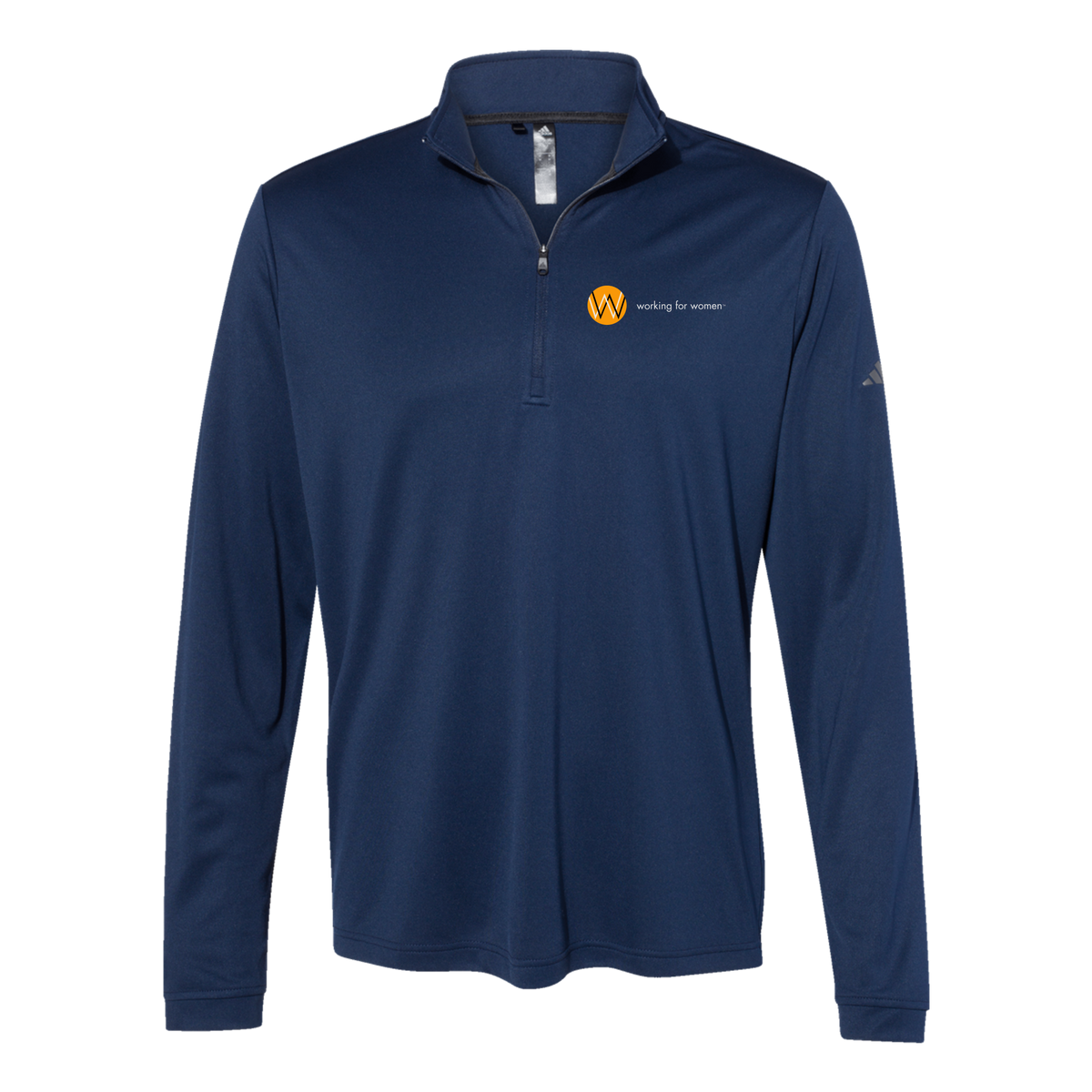 workingforwomen-adidas-quarter-zip-embroidery-leftchest-A401-collegiatenavy-flat-front