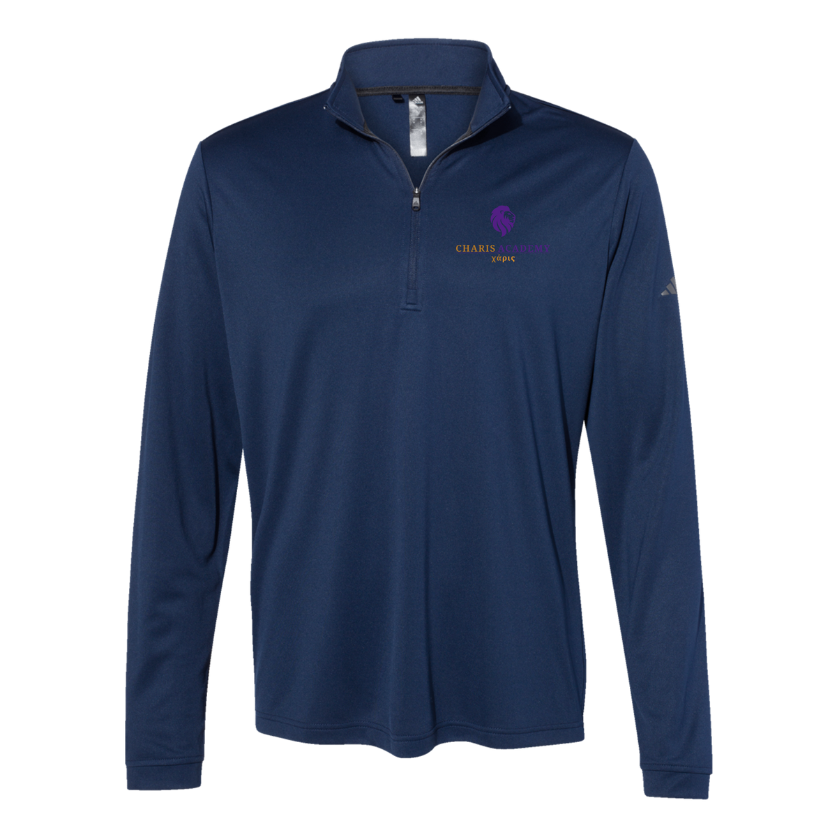cahazleton-adidas-quarter-zip-embroidery-leftchest-A401-collegiatenavy-flat-front