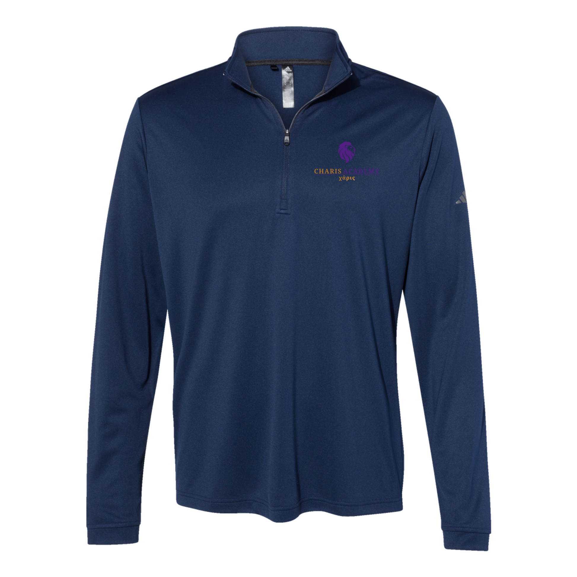 cahazleton-adidas-quarter-zip-embroidery-leftchest-A401-collegiatenavy-flat-front
